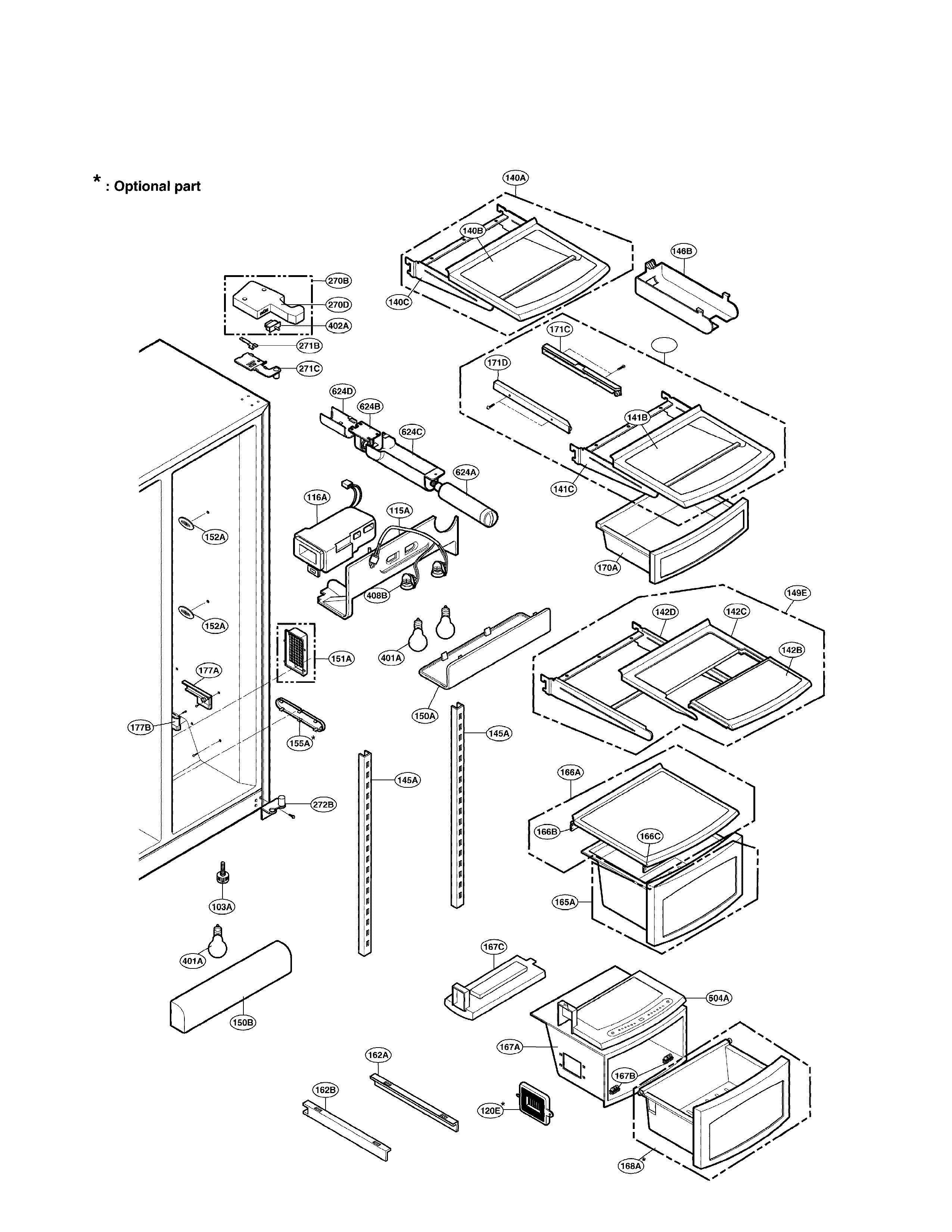 LG LRSC26944TT refrigerator compartment diagram