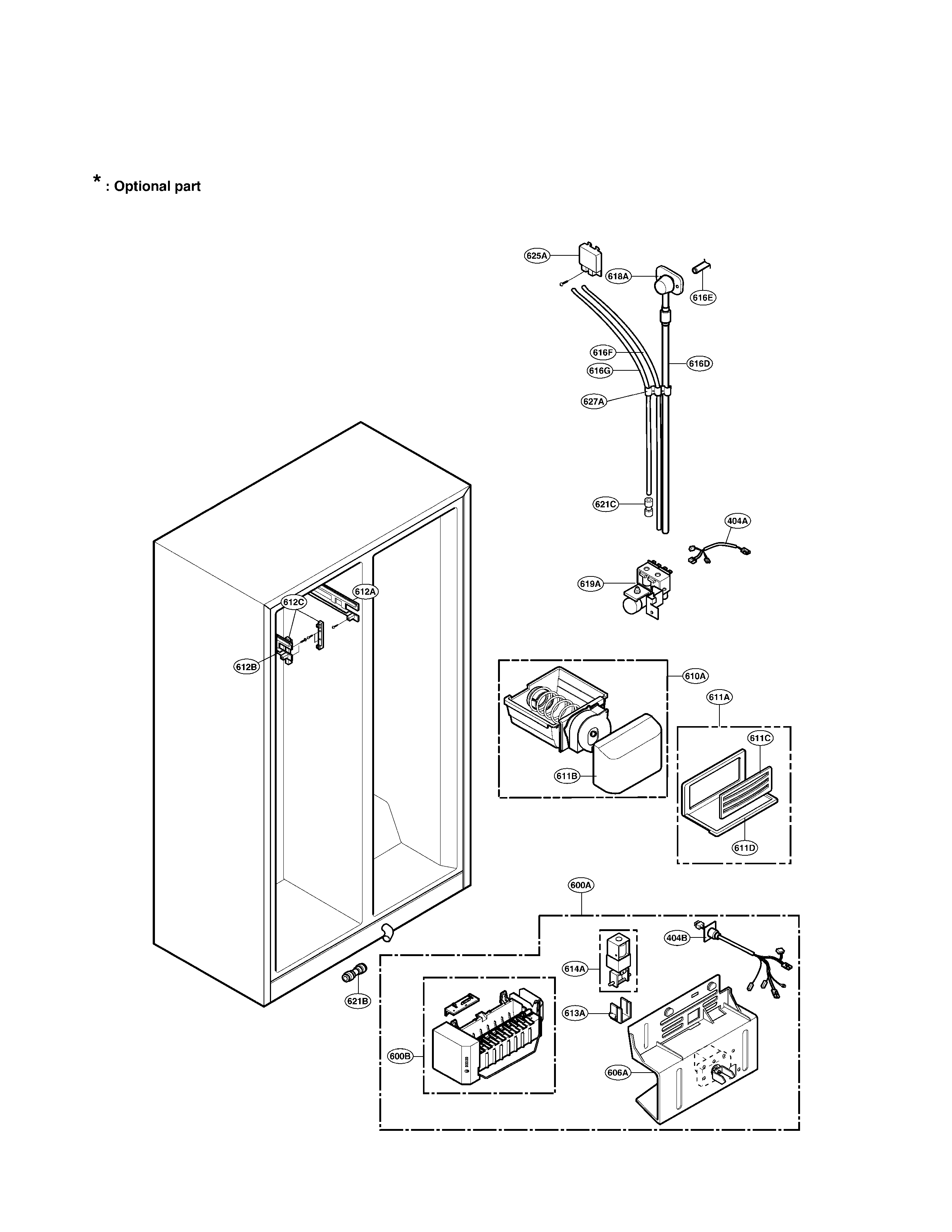 LG LRSC26944TT ice & water part diagram