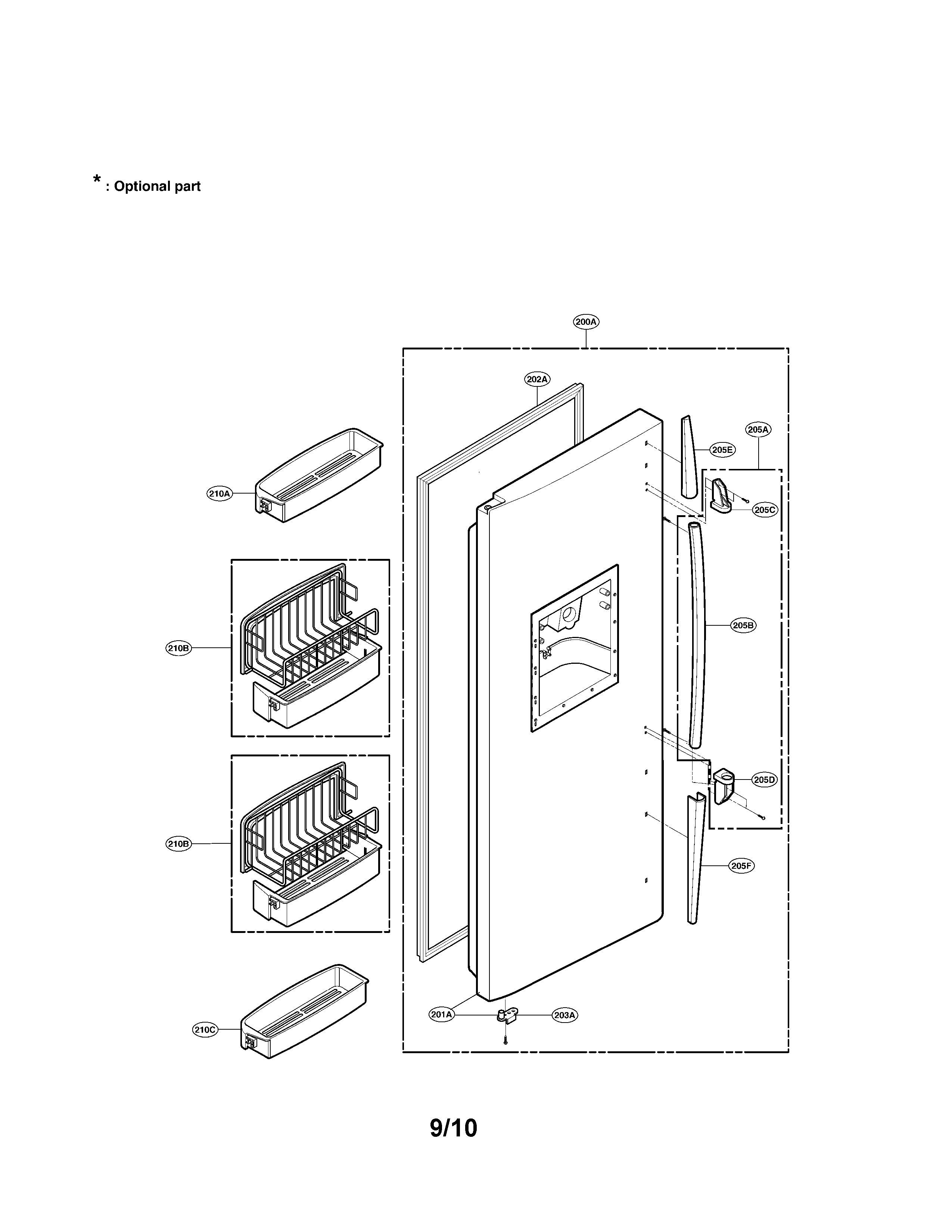 LG LRSC26980SB freezer door part diagram