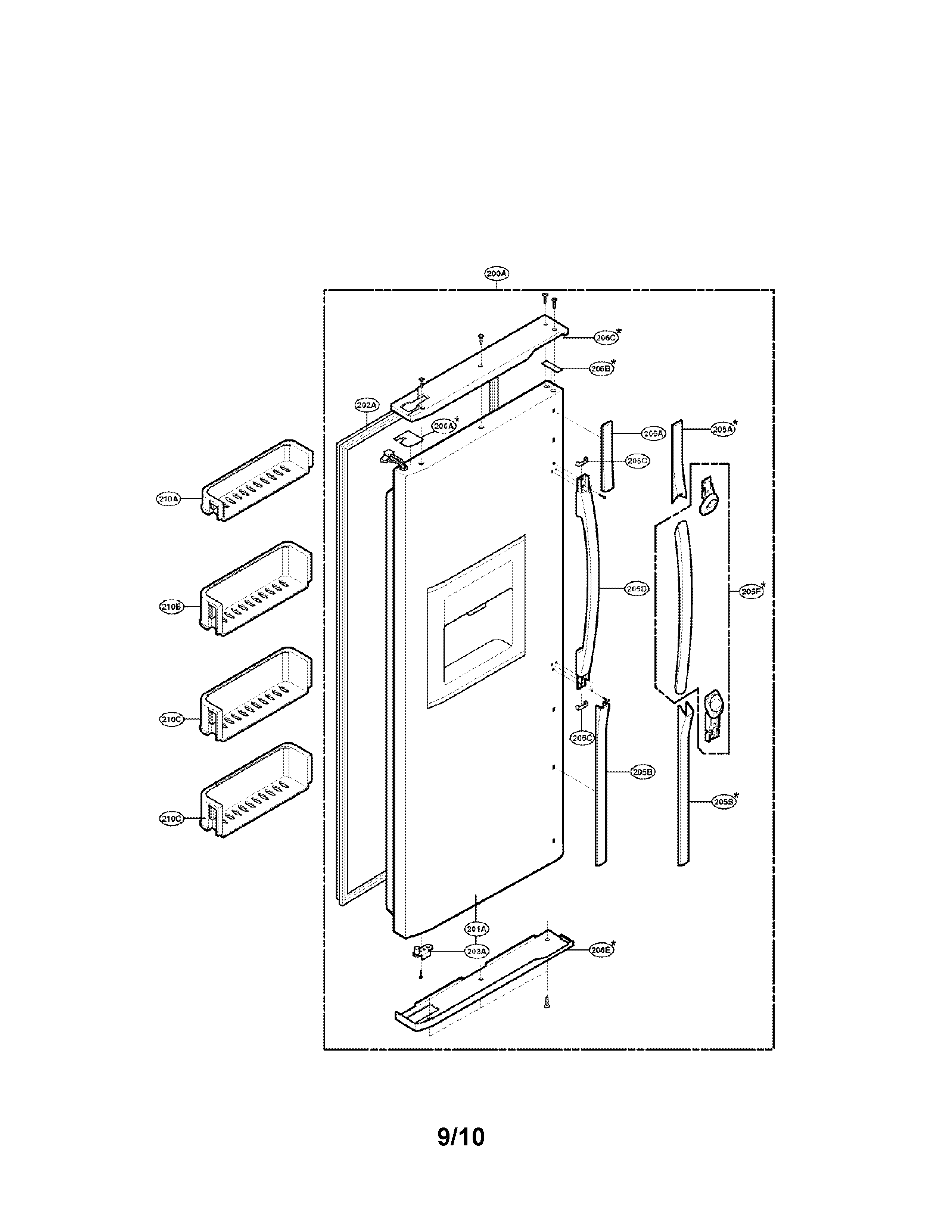 LG LRSPC2031BS freezer door part diagram