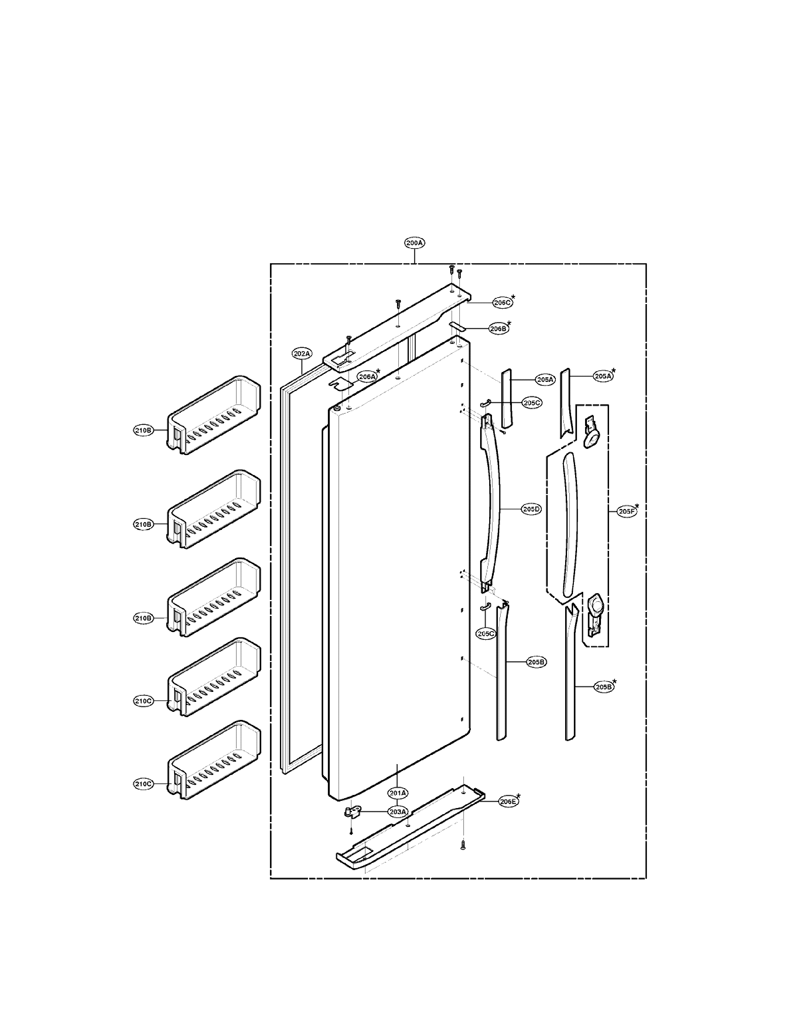 LG LRSPC2031BS freezer door part diagram