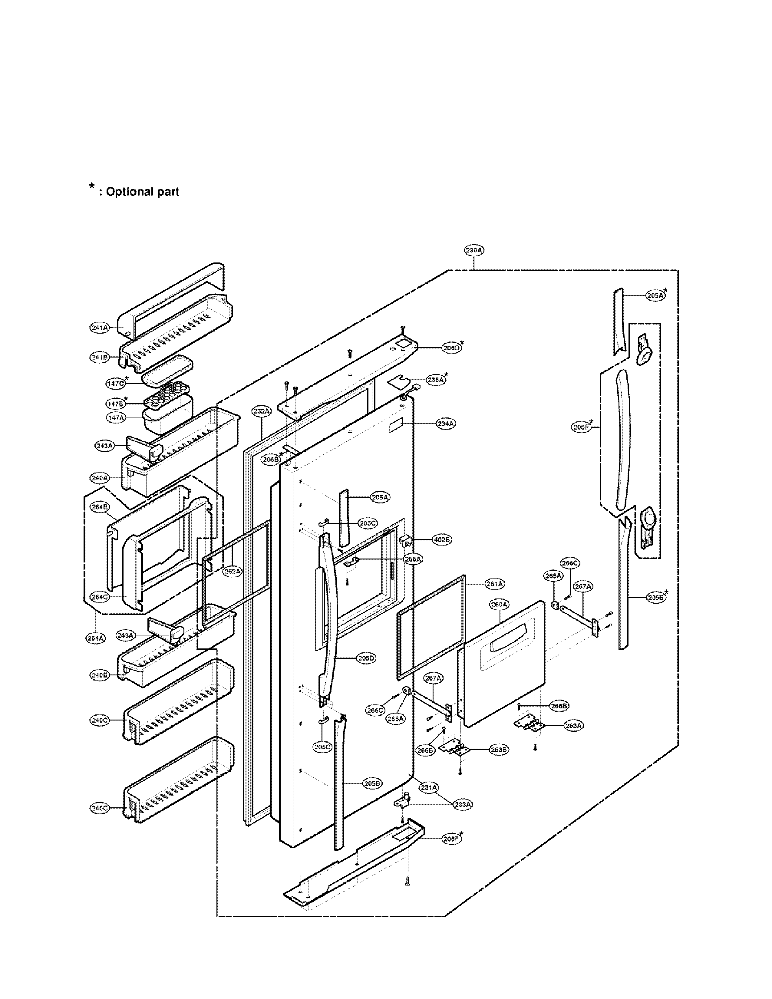 LG LRSPC2031BS refrigerator door part diagram
