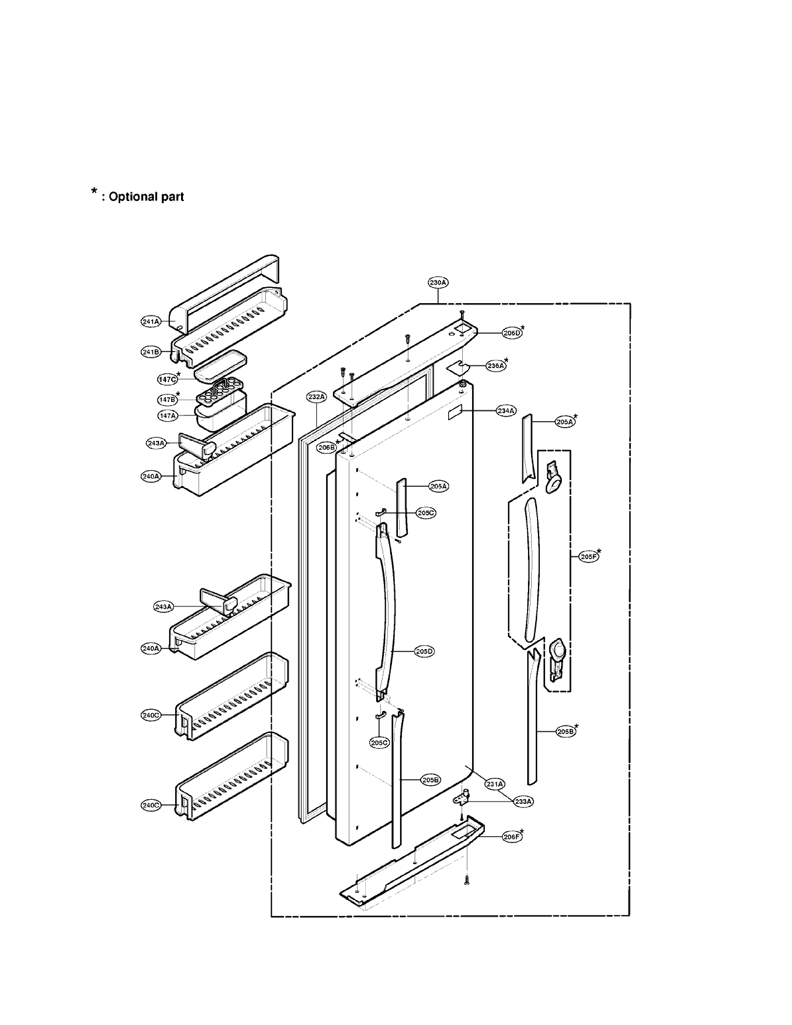 LG LRSPC2031BS refrigerator door part diagram