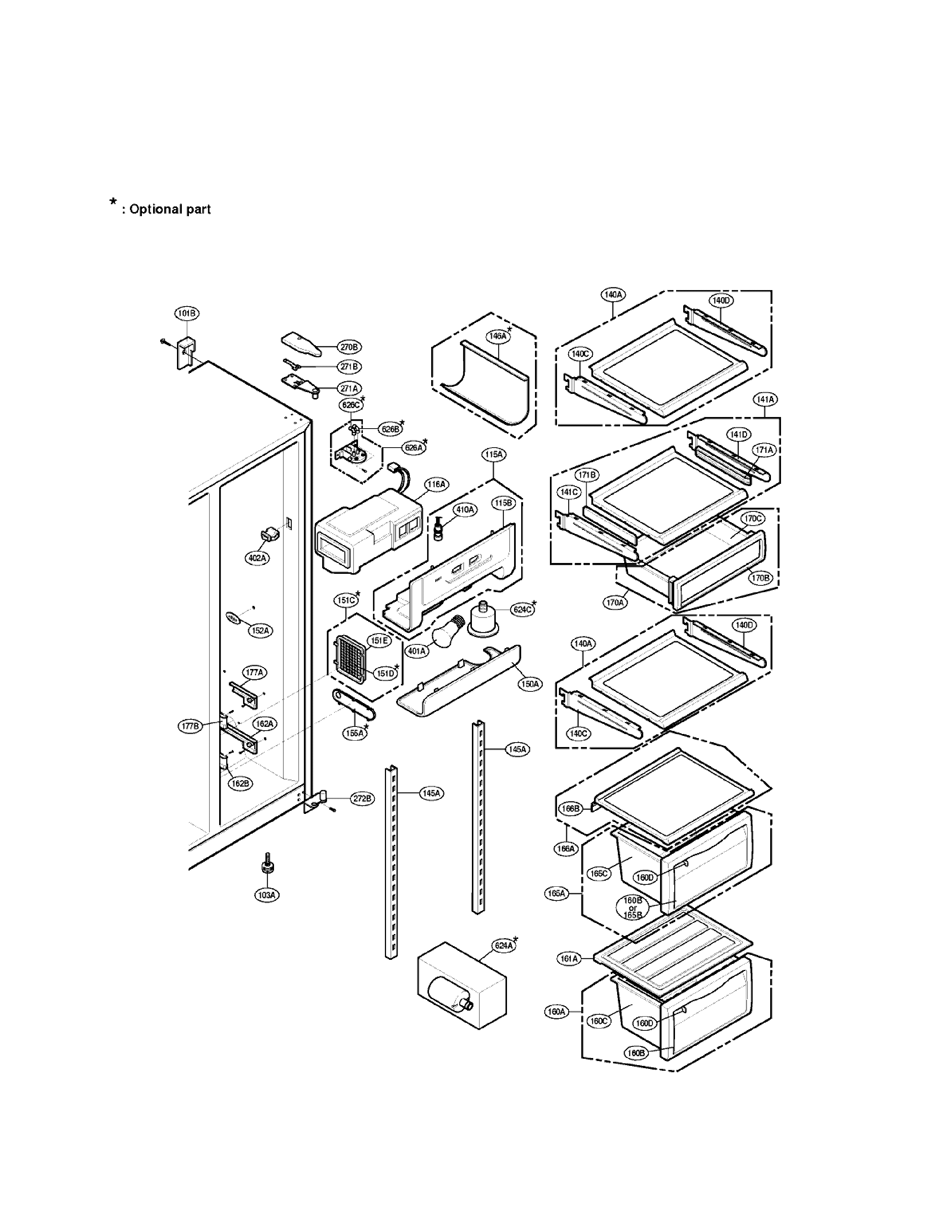 LG LRSPC2031BS refrigerator compartment diagram