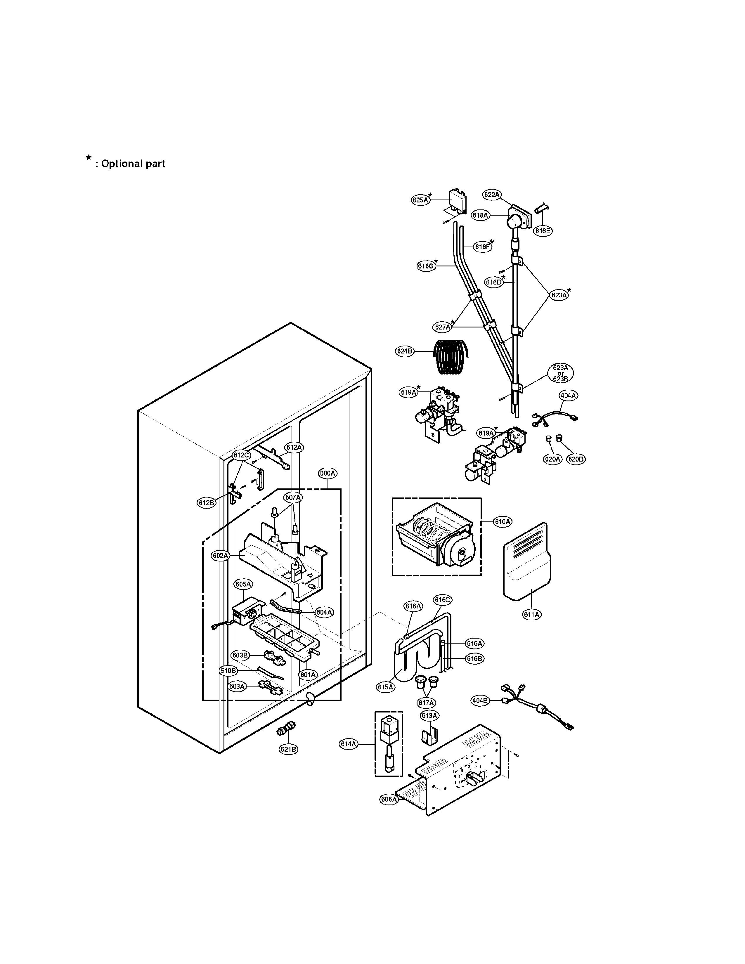 LG LRSPC2031BS ice & water part diagram
