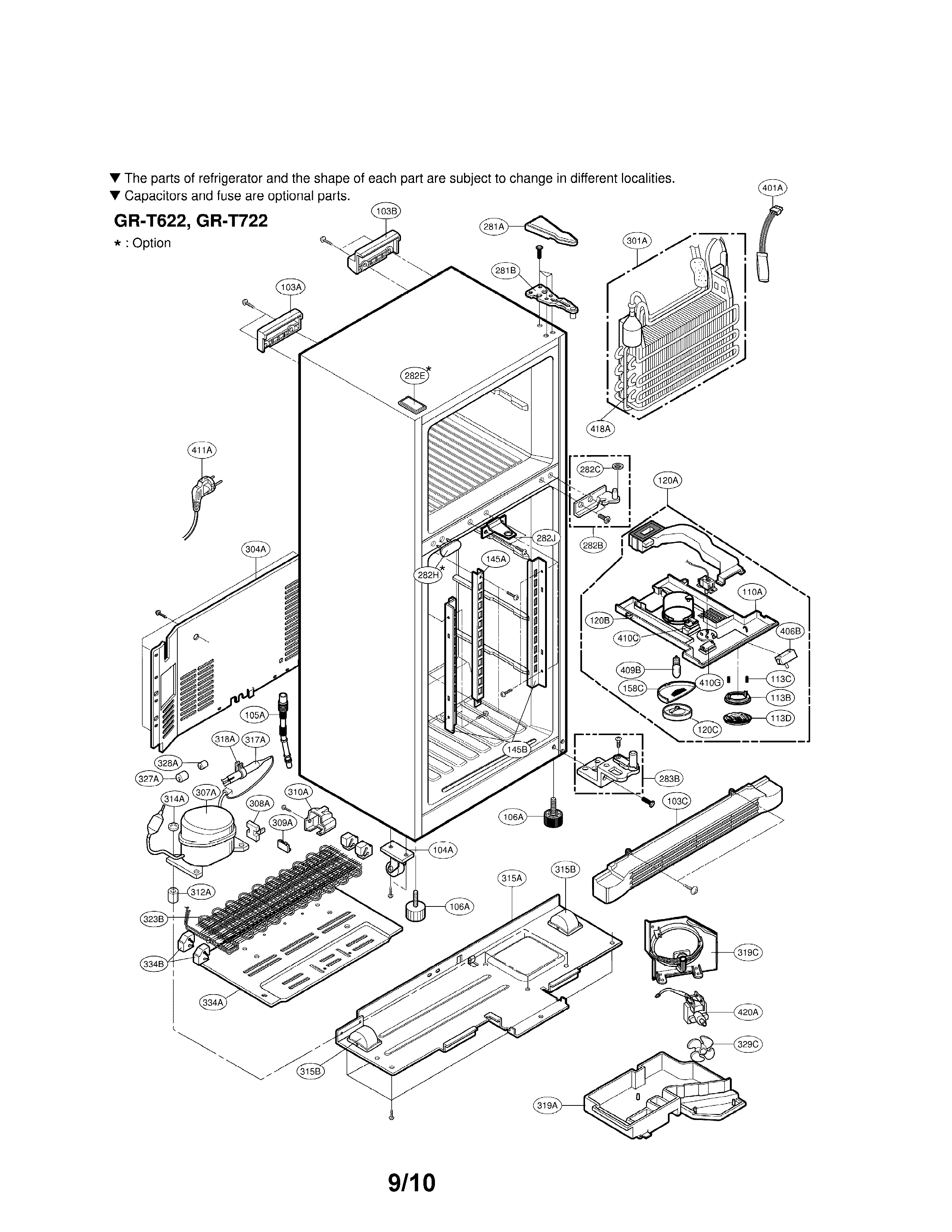 LG LRTB2023BS refrigerator top mount diagram