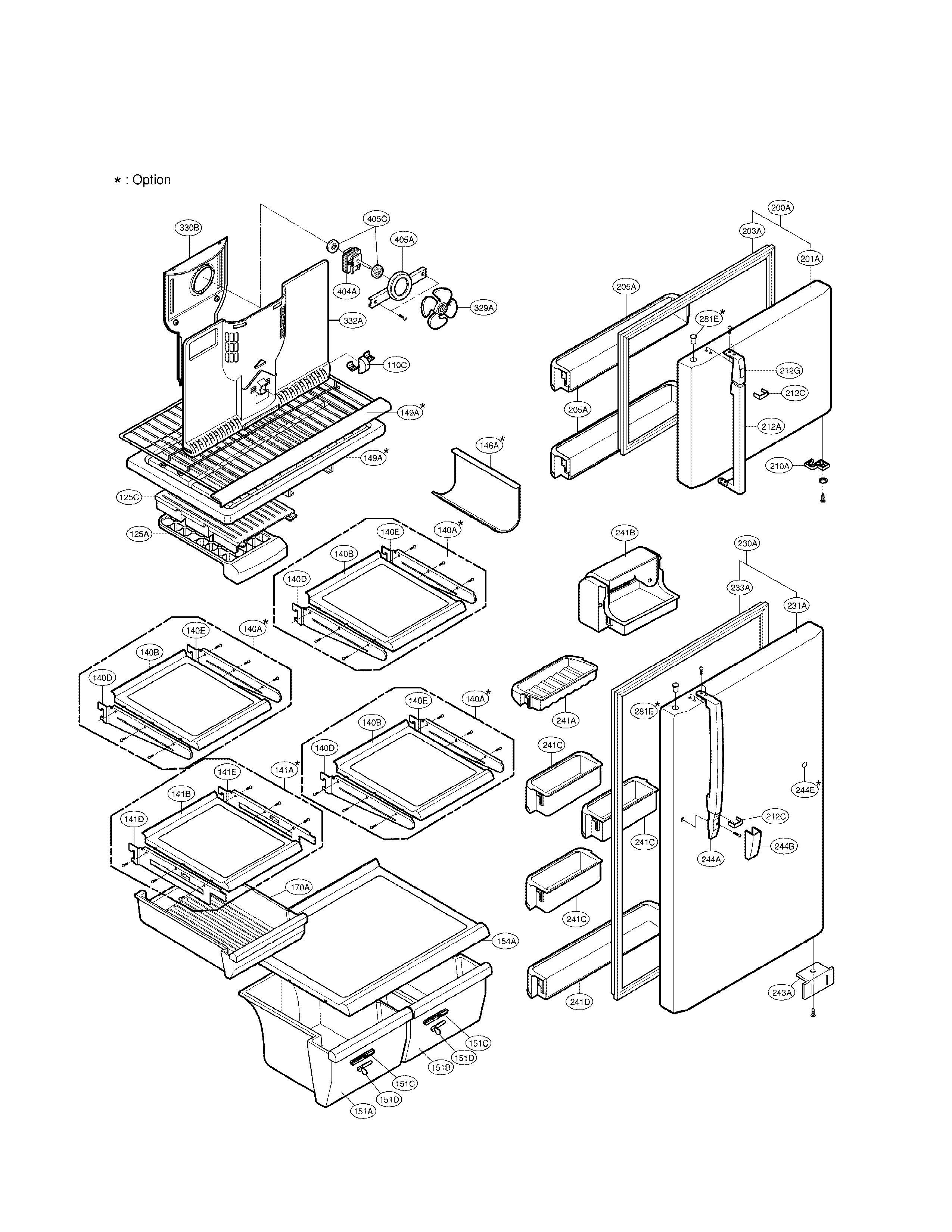 LG LRTB2023BS refrigerator top mount diagram