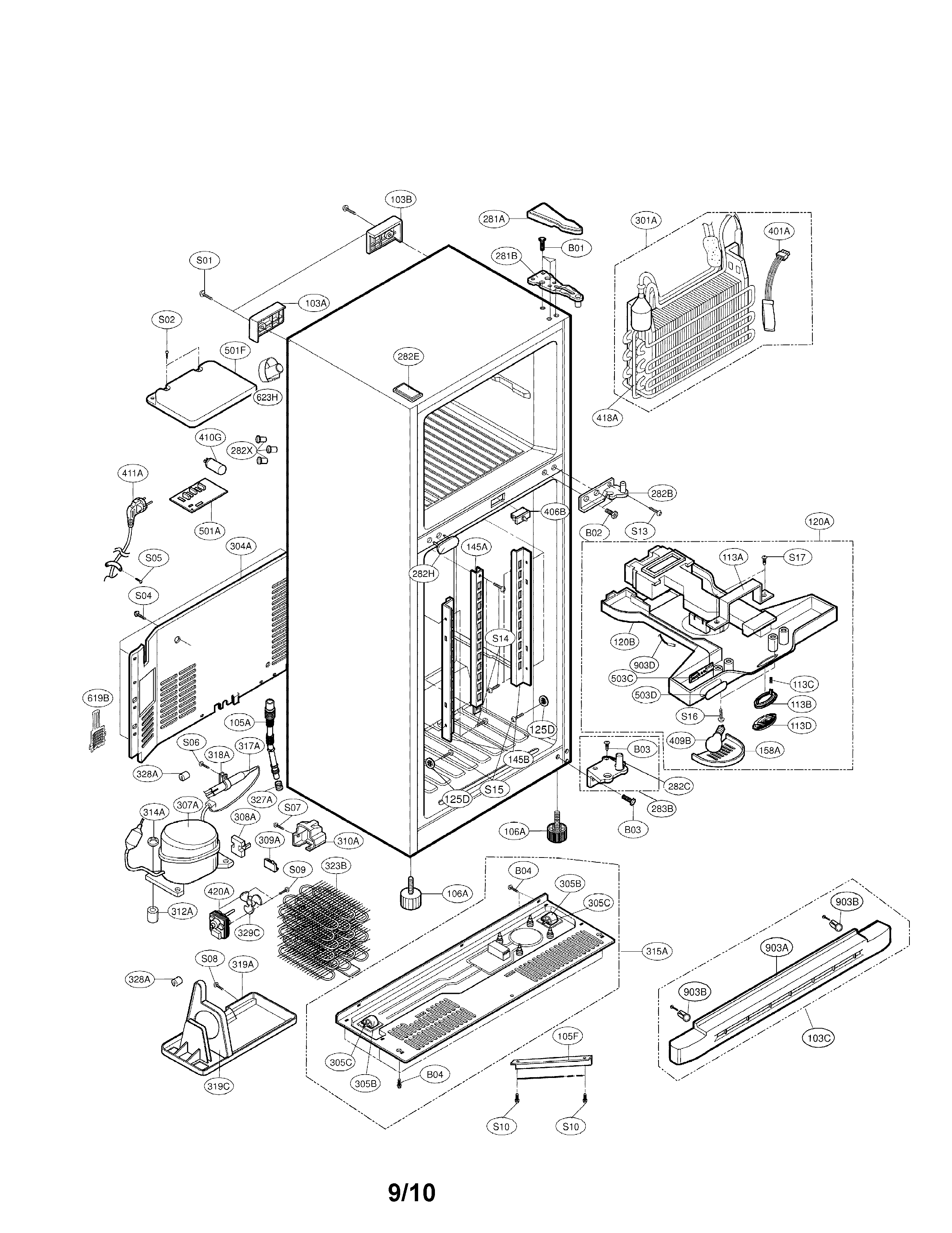LG LRTN19310BQ case parts diagram