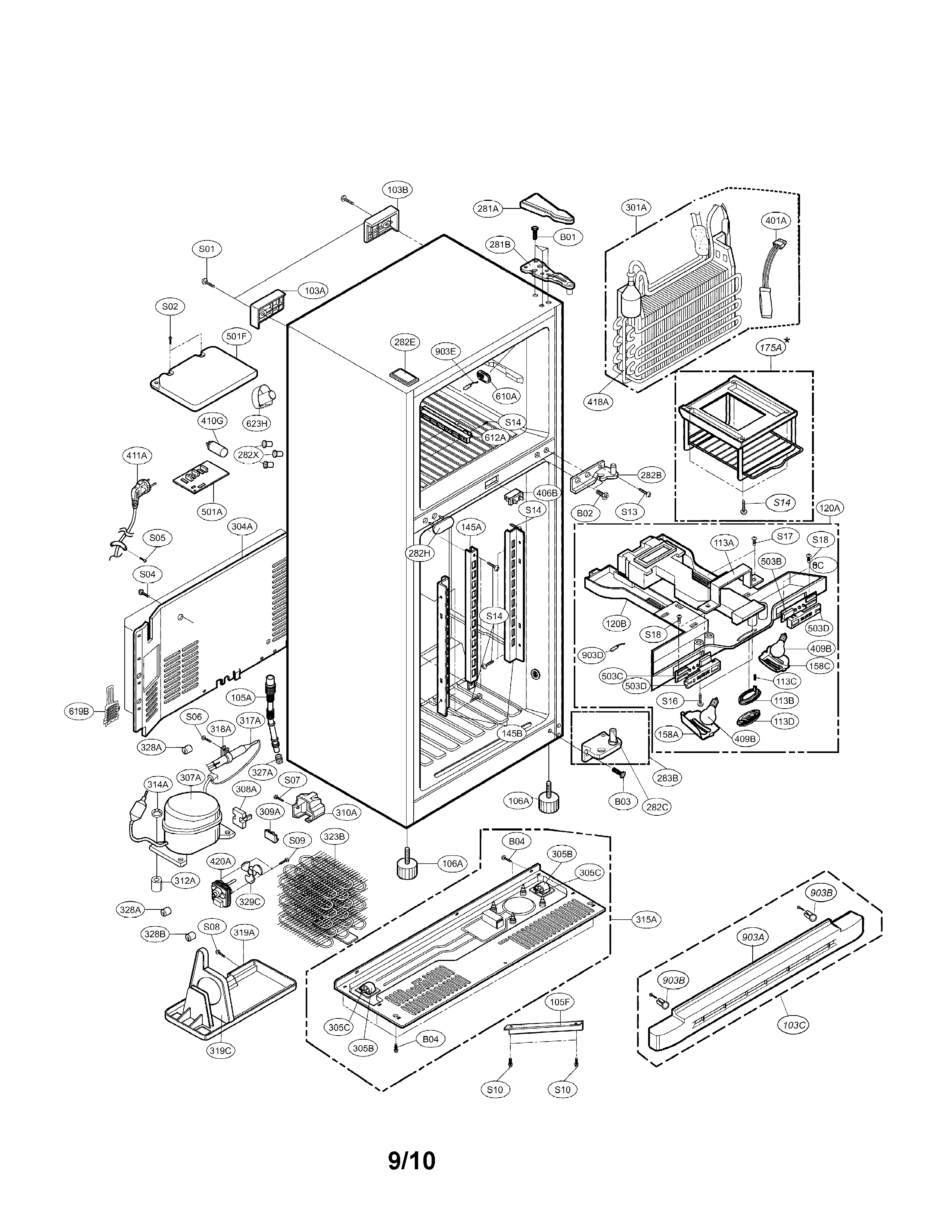 LG LRTN19320BQ case parts diagram