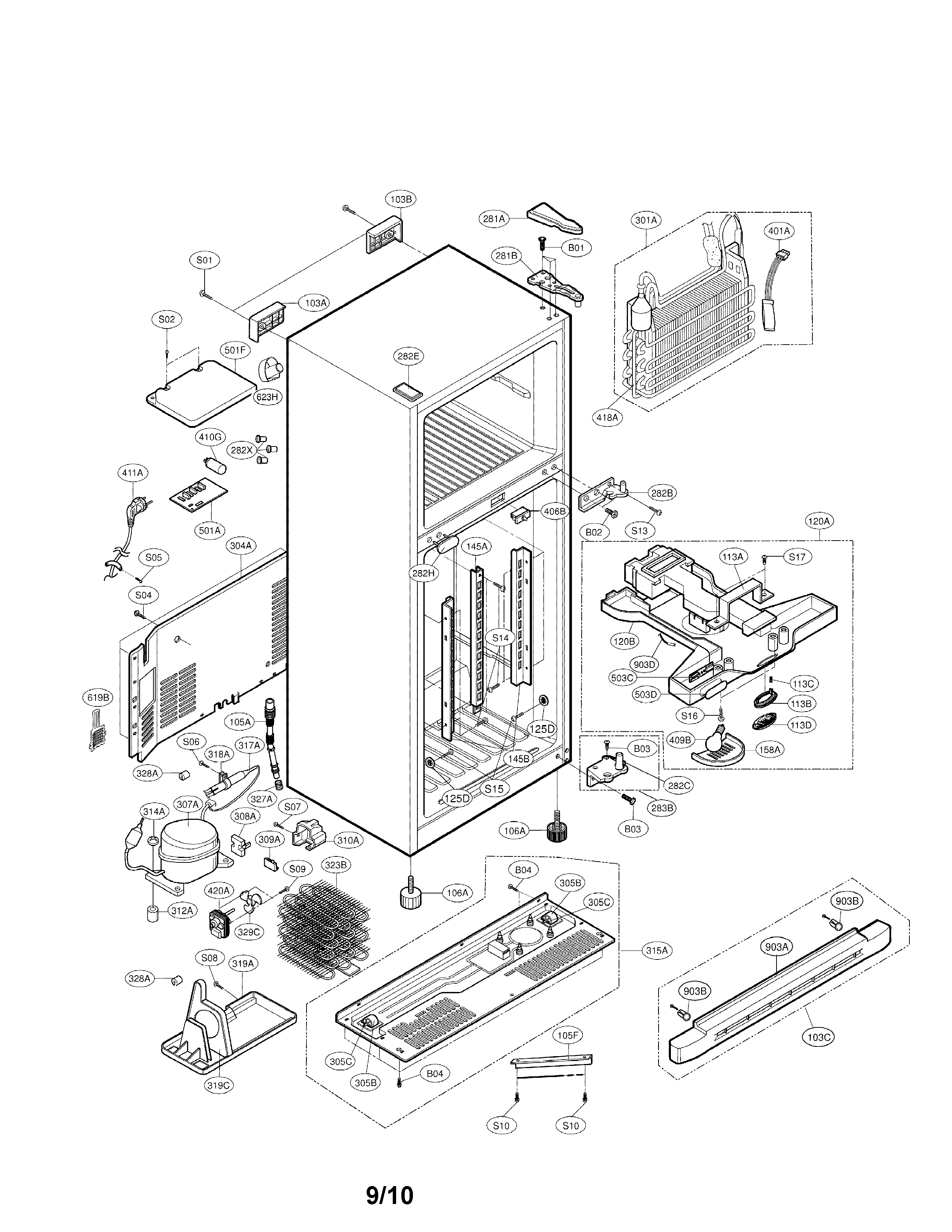 LG LRTN22311SW case parts diagram