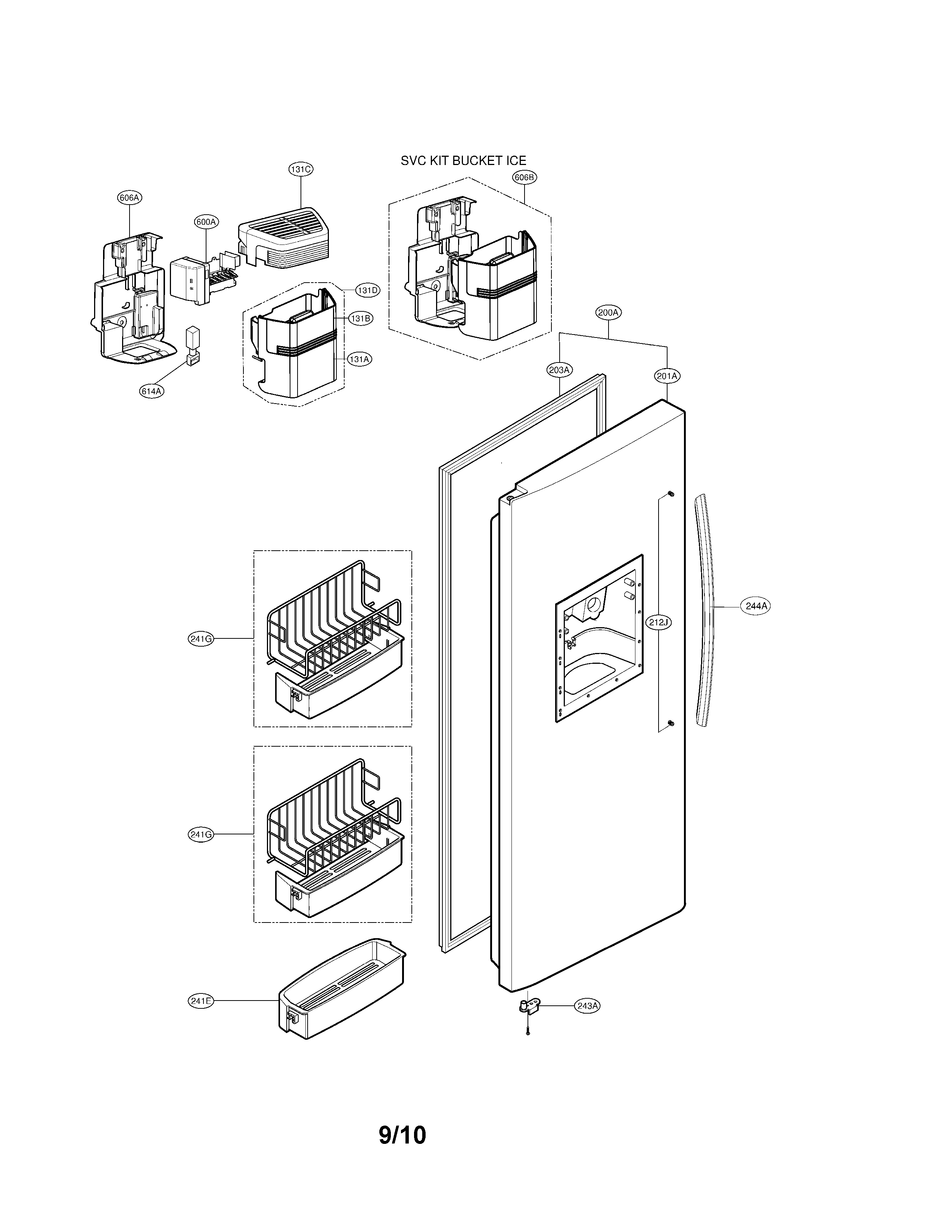 LG LSC27918ST freezer door diagram