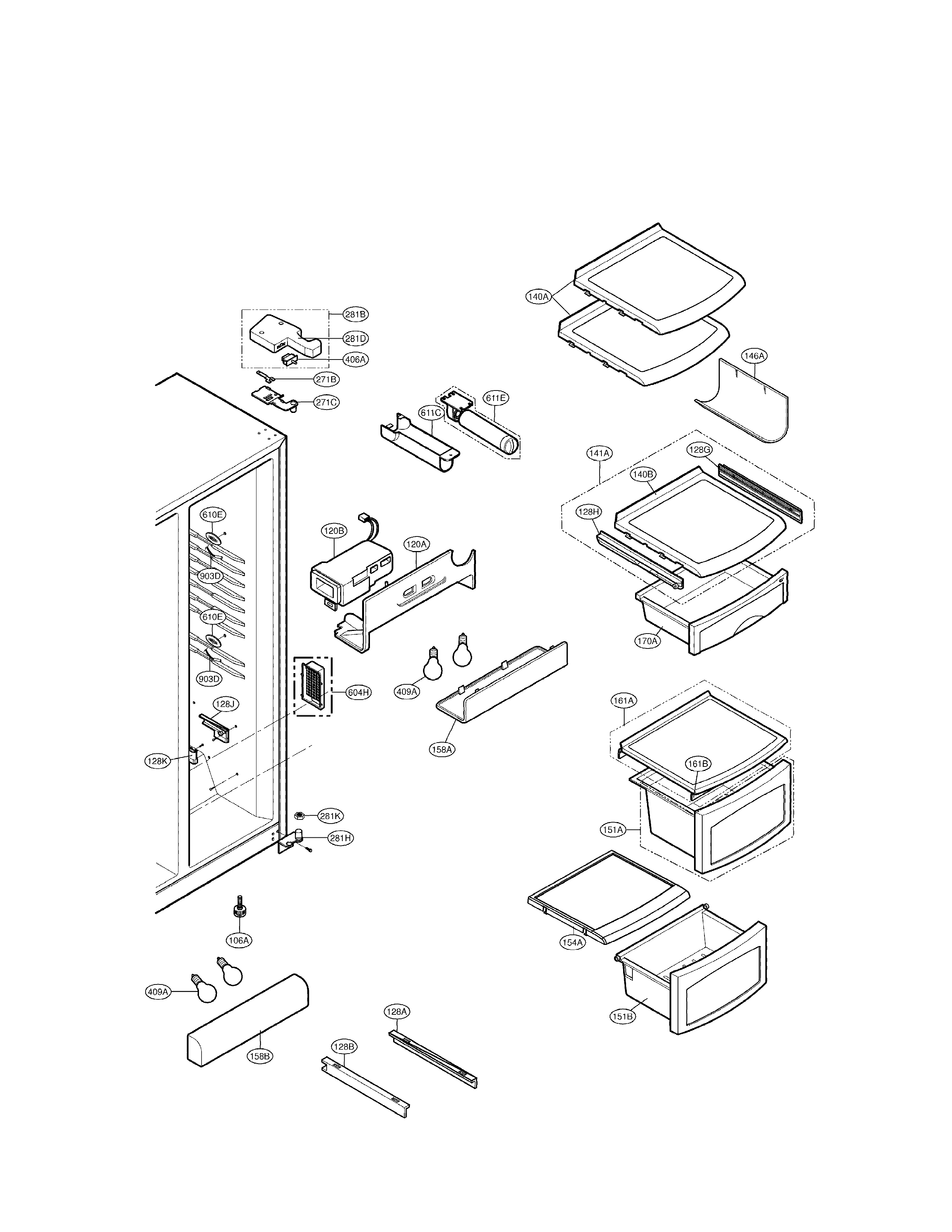 LG LSC27918ST refrigerator compartment diagram