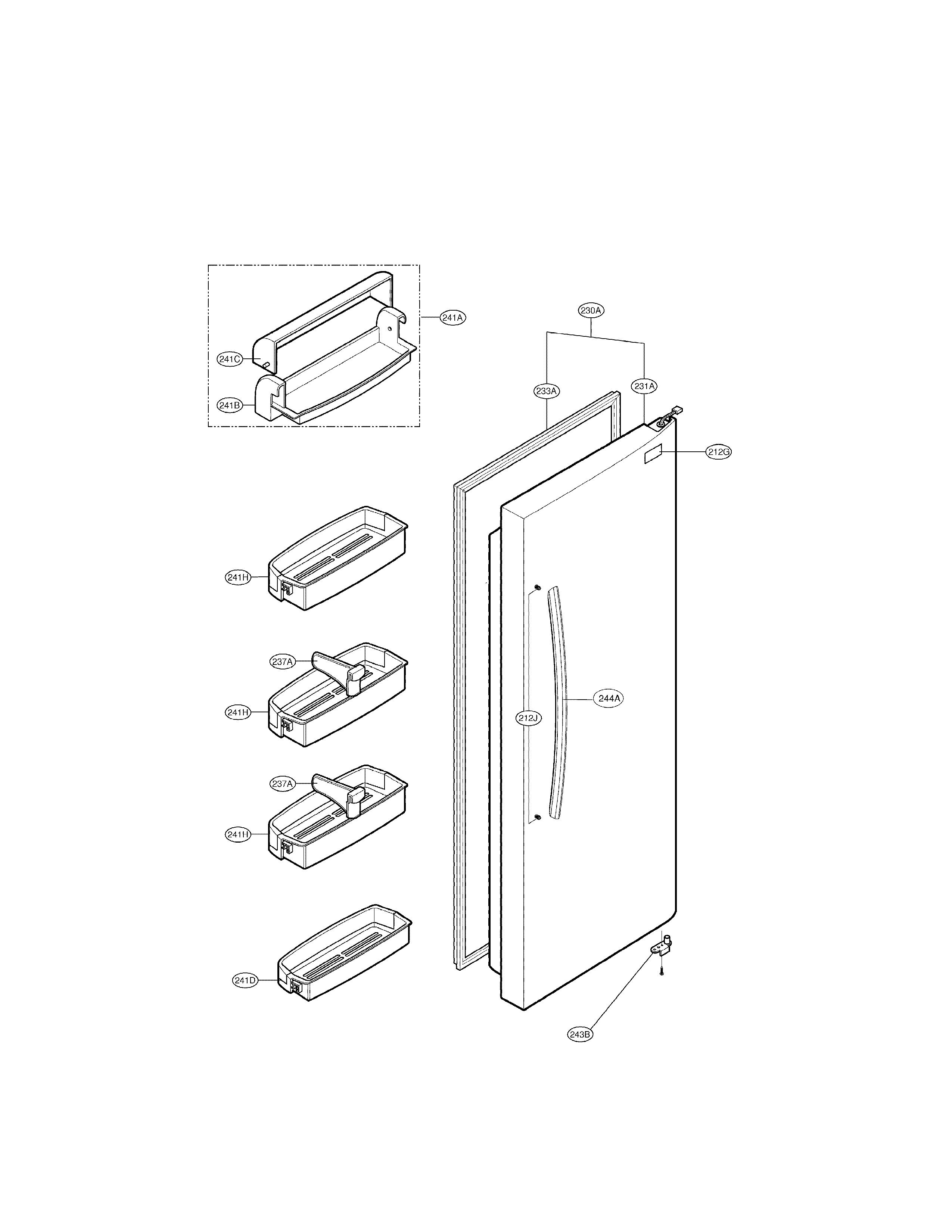 LG LSC27918SW refrigerator door diagram