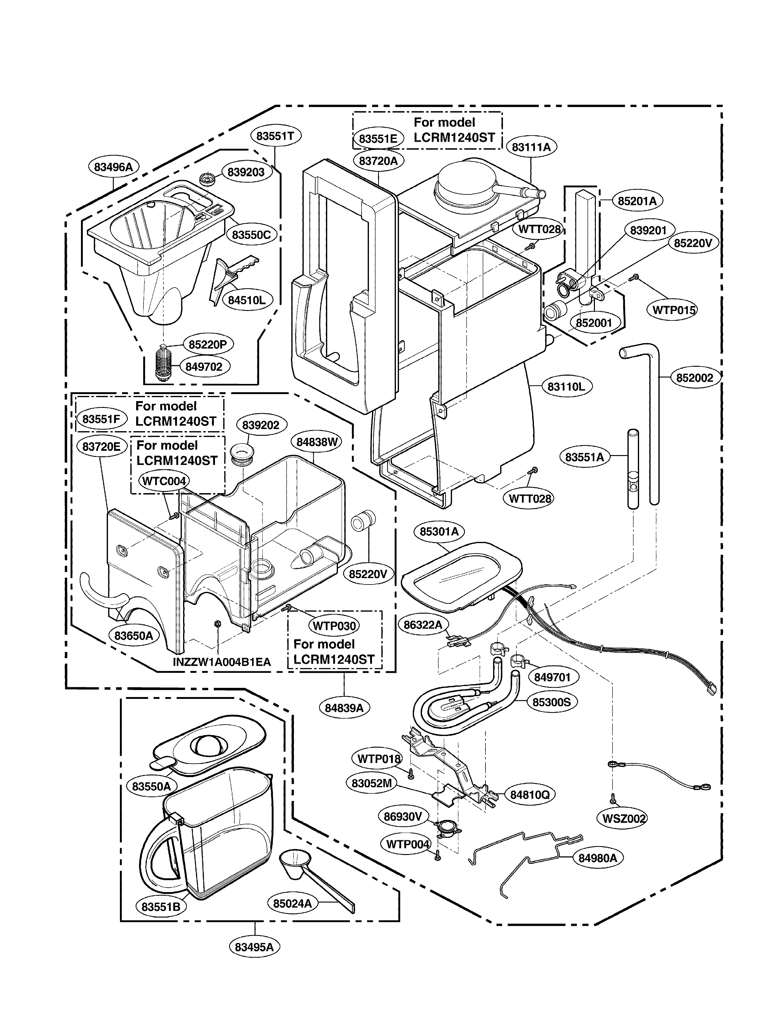 LG LCRM1240ST01 coffee maker parts diagram