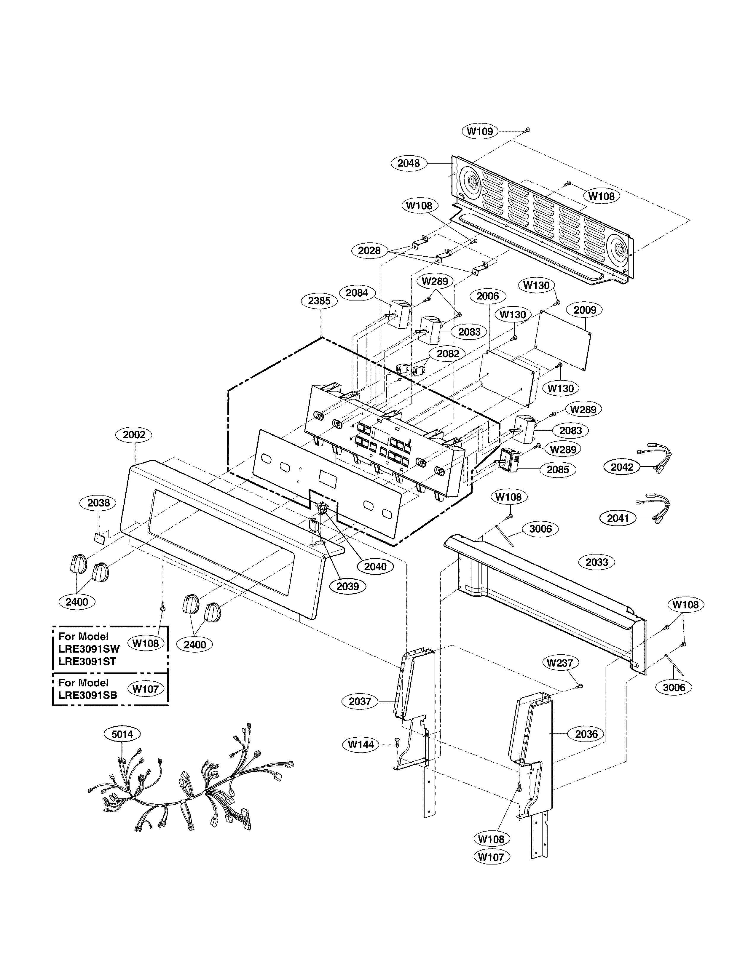 LG LRE3091ST controller parts diagram