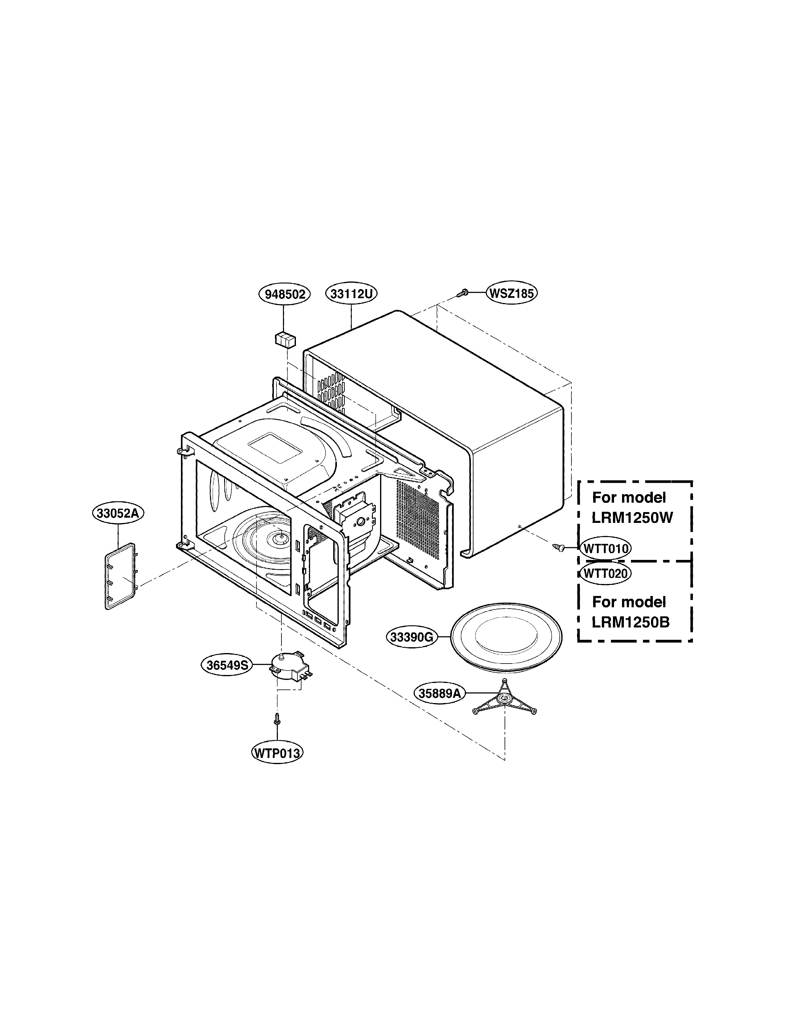 LG LRM1250B oven cavity parts diagram