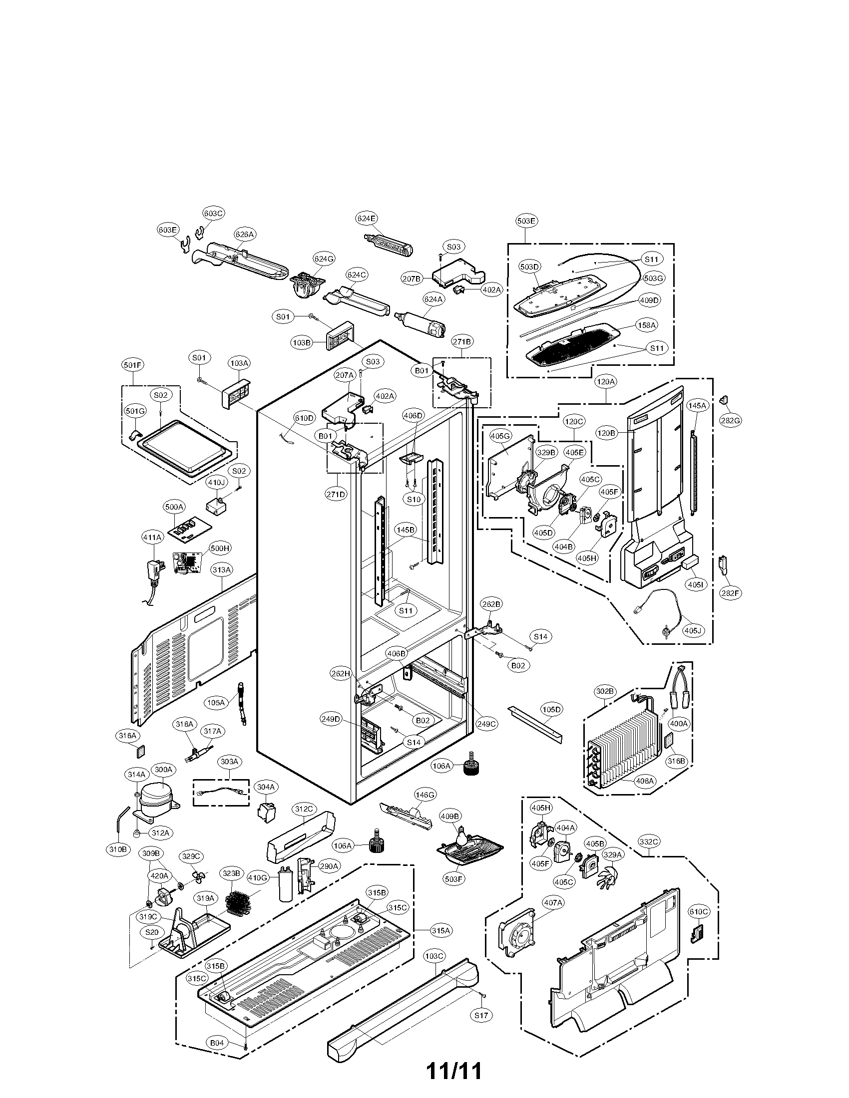 LG LFX25978ST/00 case parts diagram