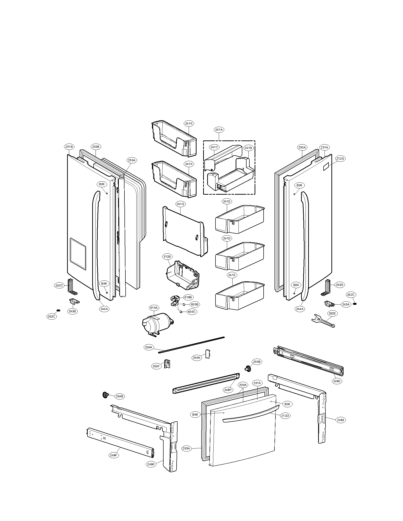 LG LFX25978ST/00 door parts diagram