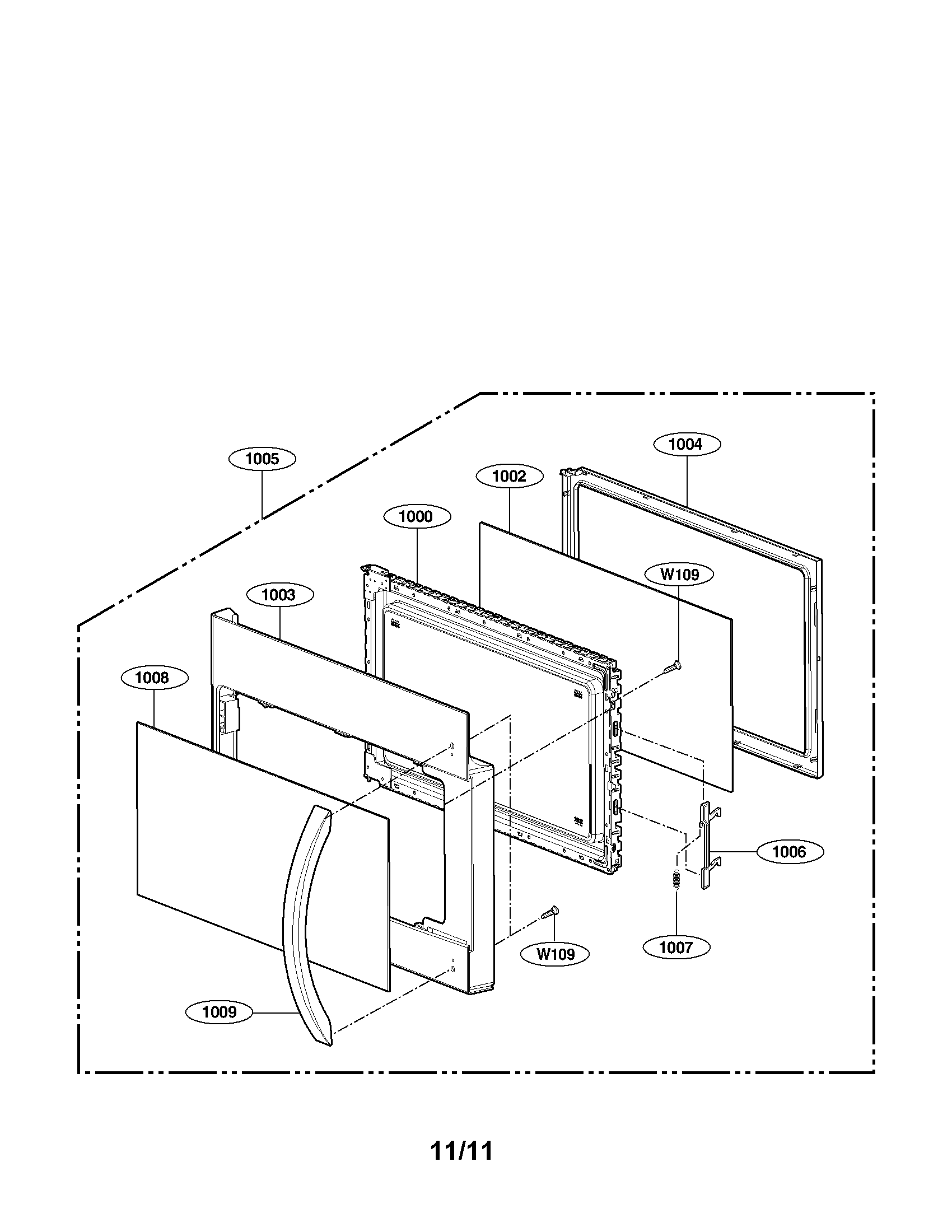 Kenmore 72185039011 door parts diagram