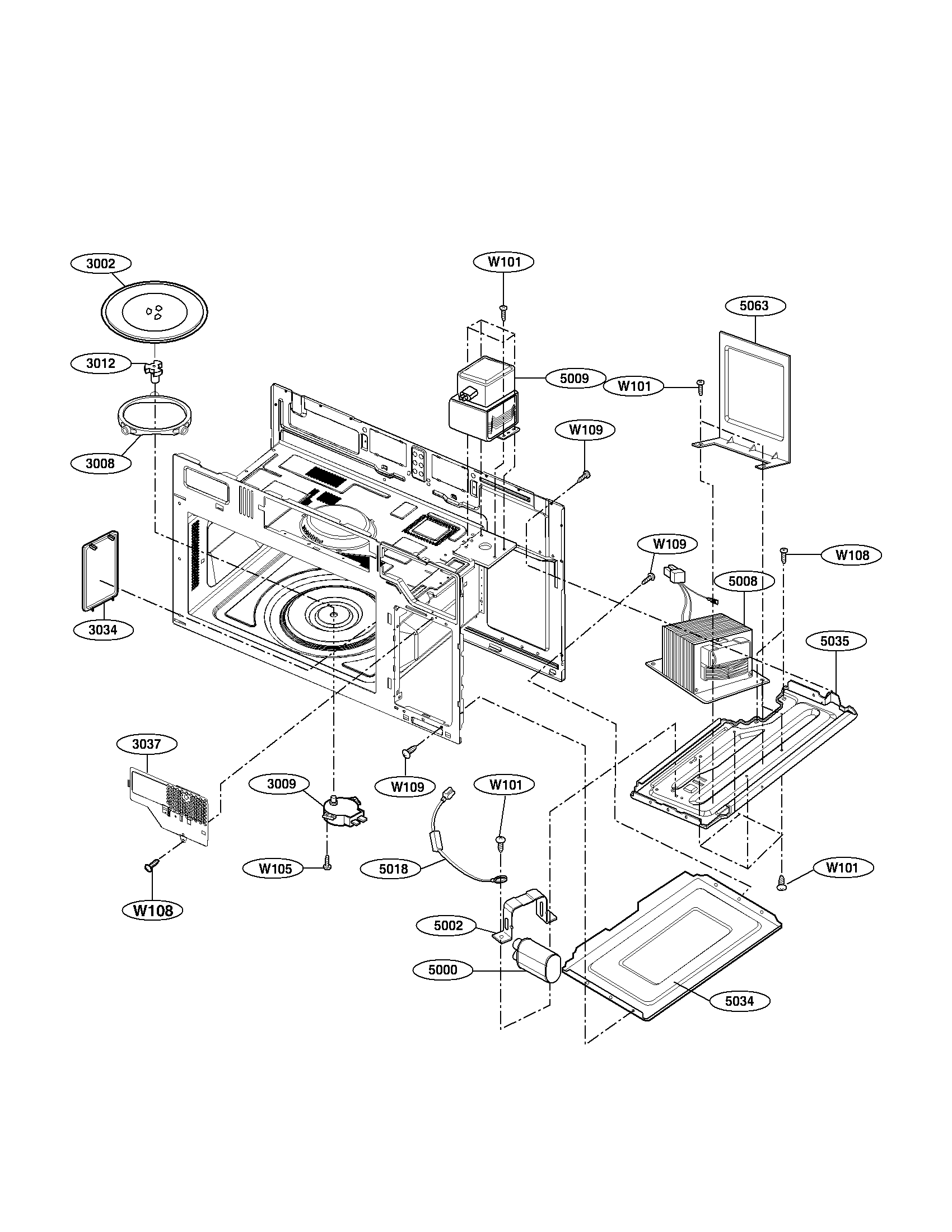 Kenmore 72185039011 interior parts diagram