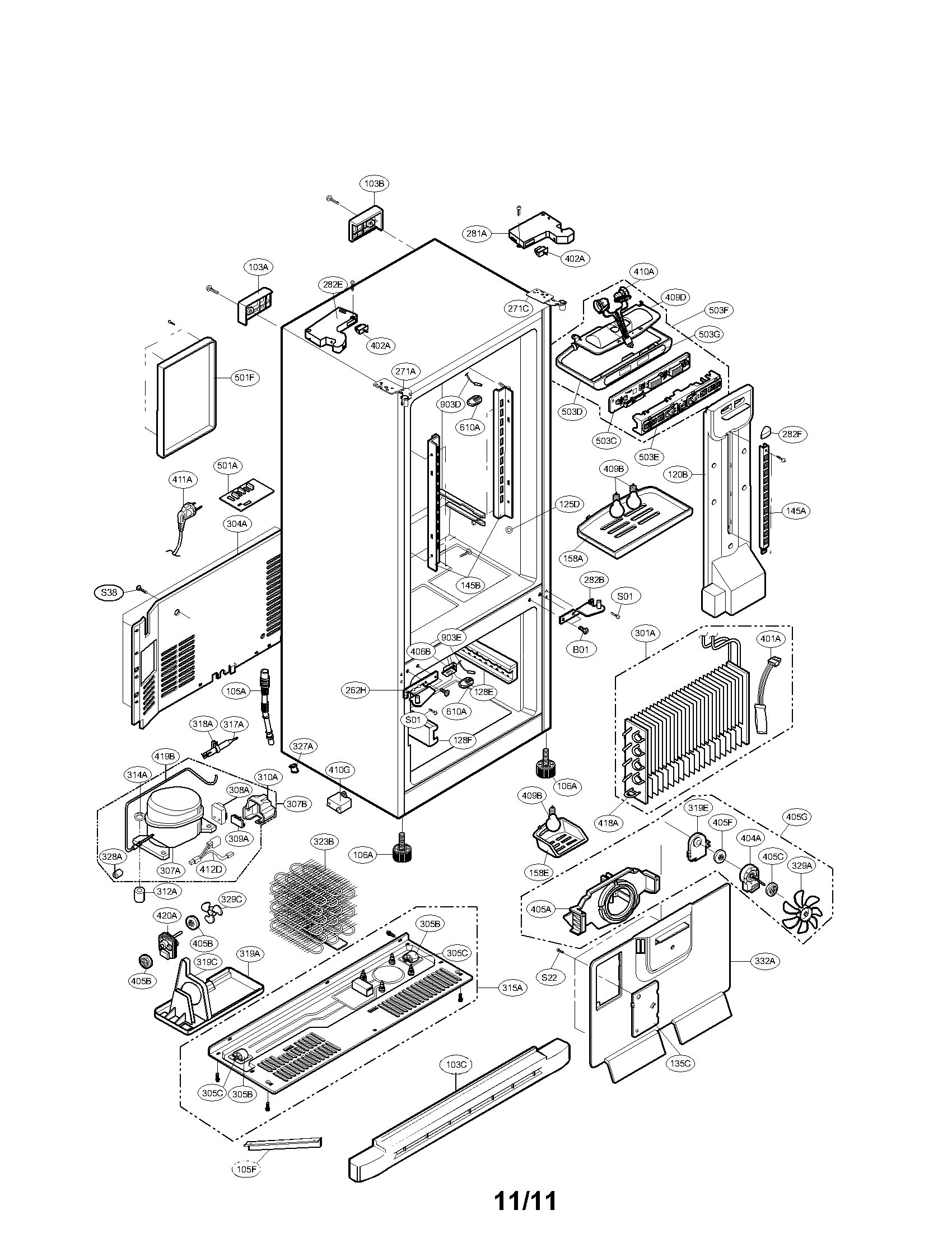 LG LFC23760SB/02 case parts diagram
