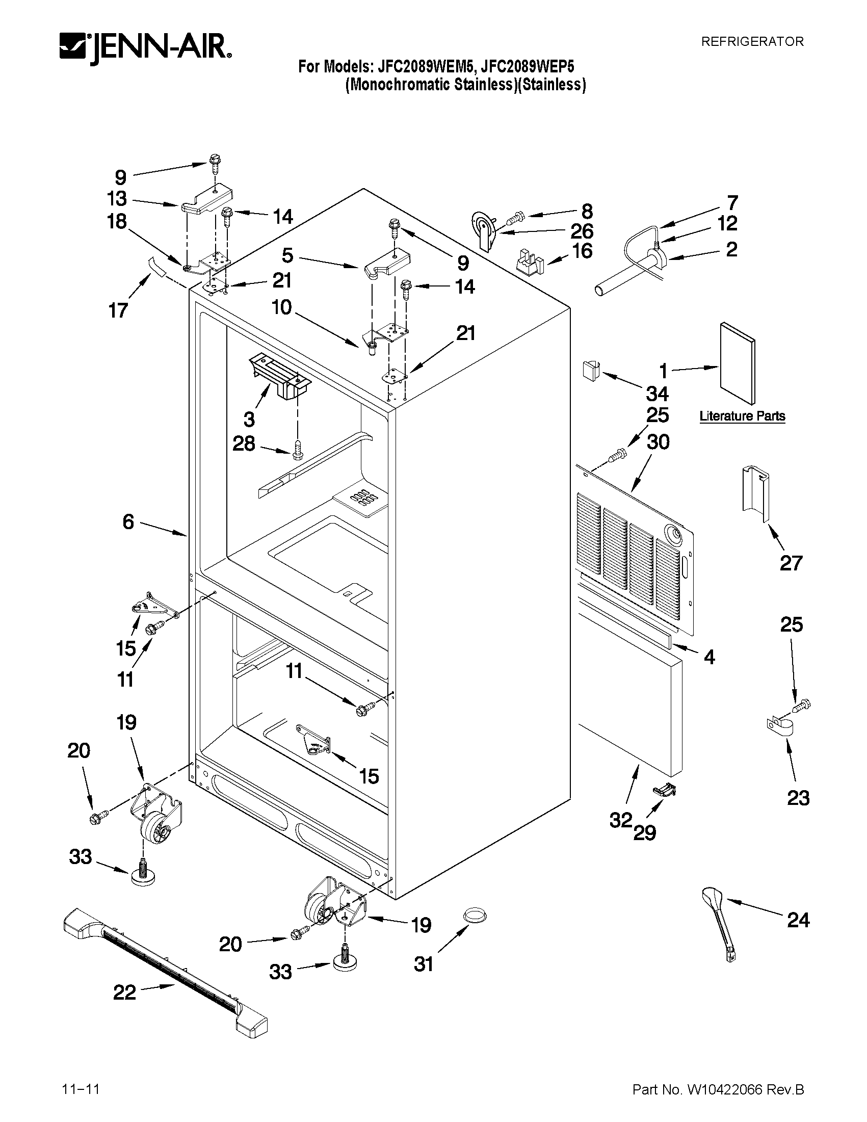 Jenn-Air JFC2089WEP5 cabinet parts diagram