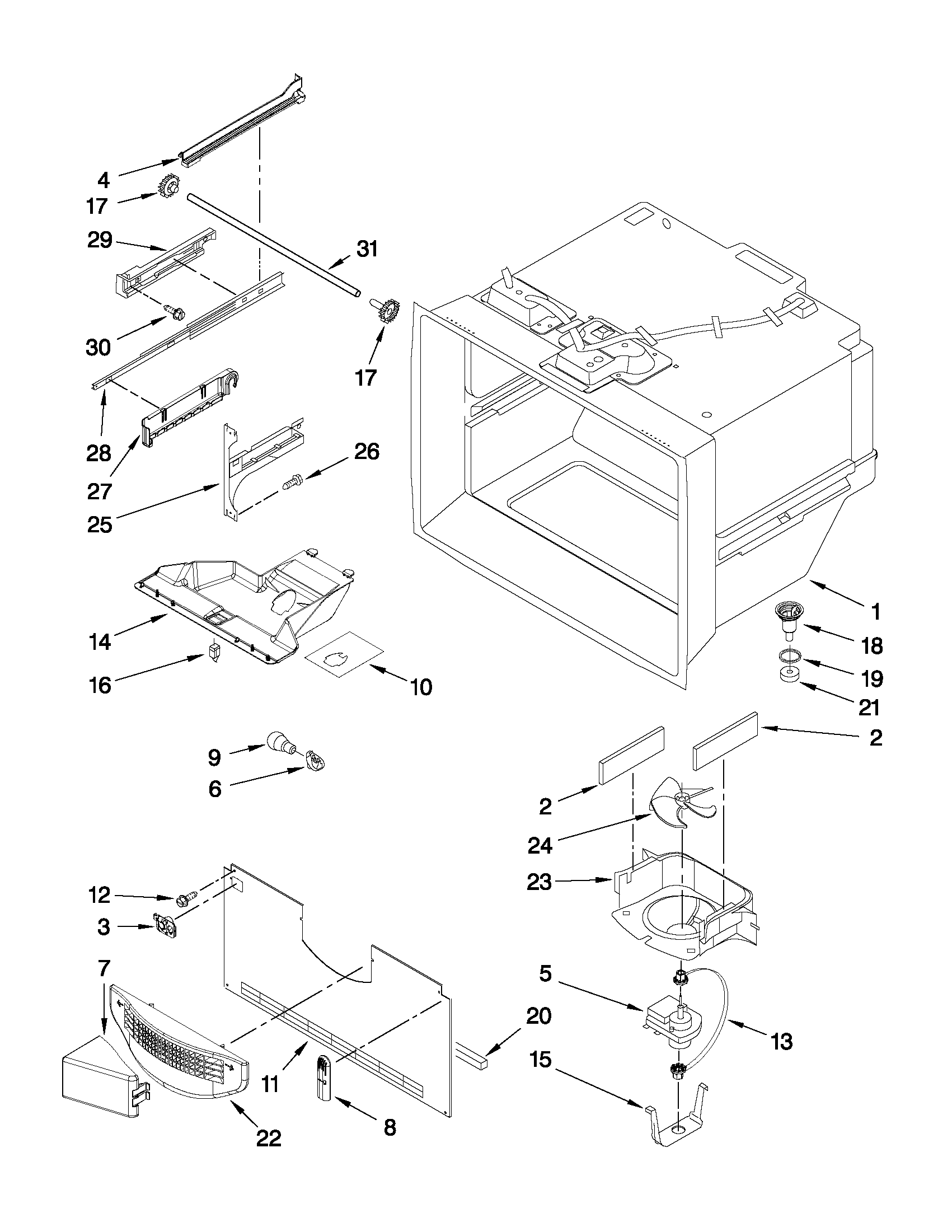 Jenn-Air JFC2089WEP5 freezer liner parts diagram