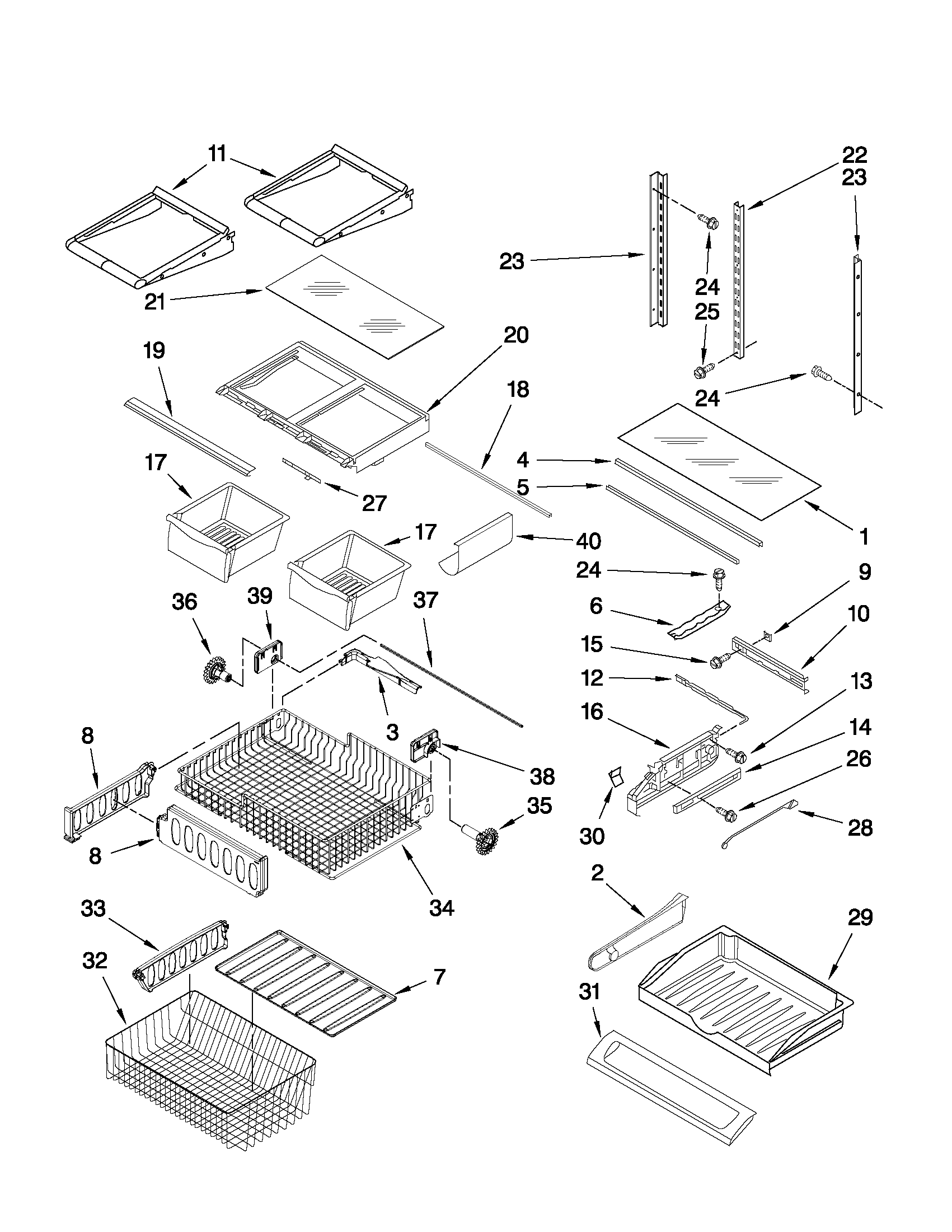 Jenn-Air JFC2089WEP5 shelf parts diagram
