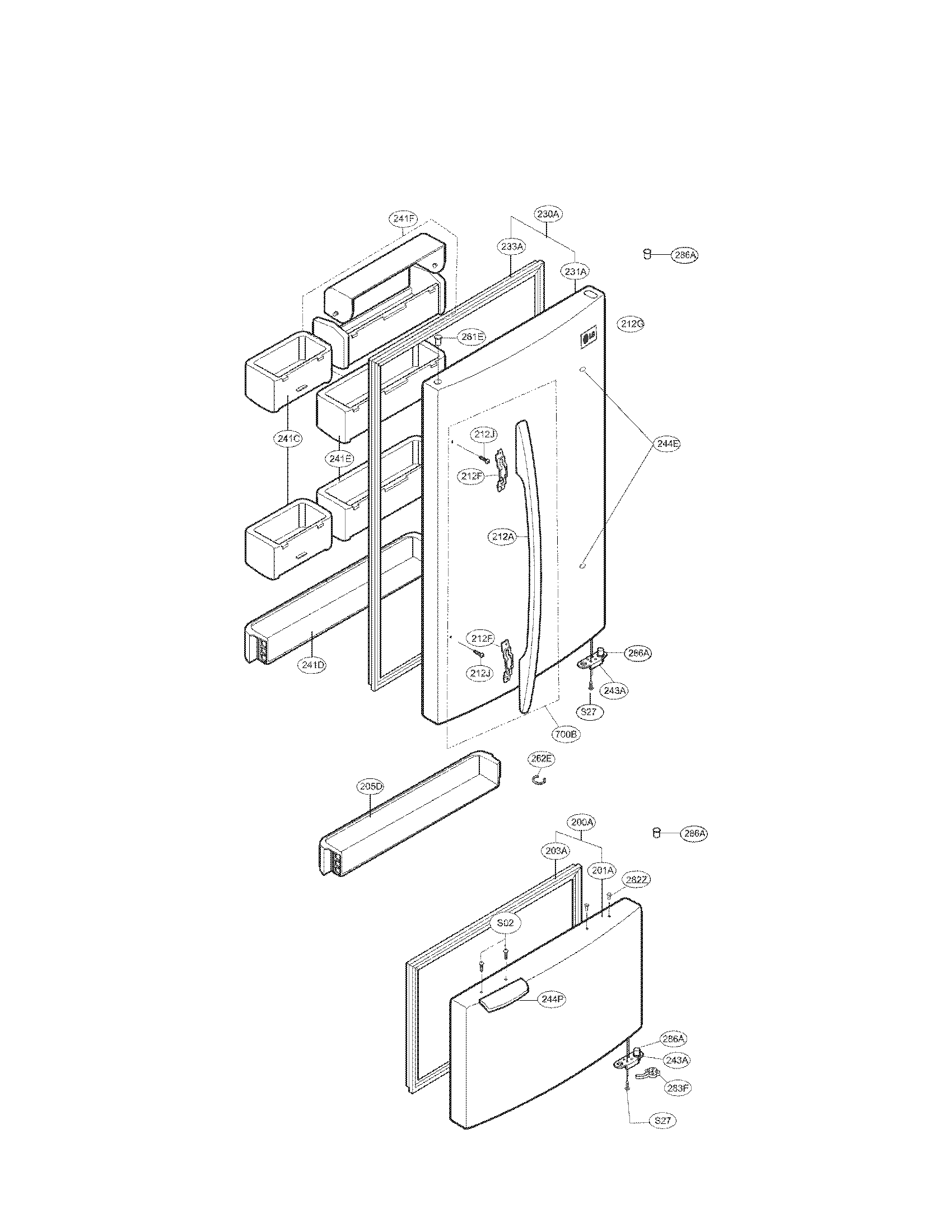 Kenmore 79565009402 door part diagram