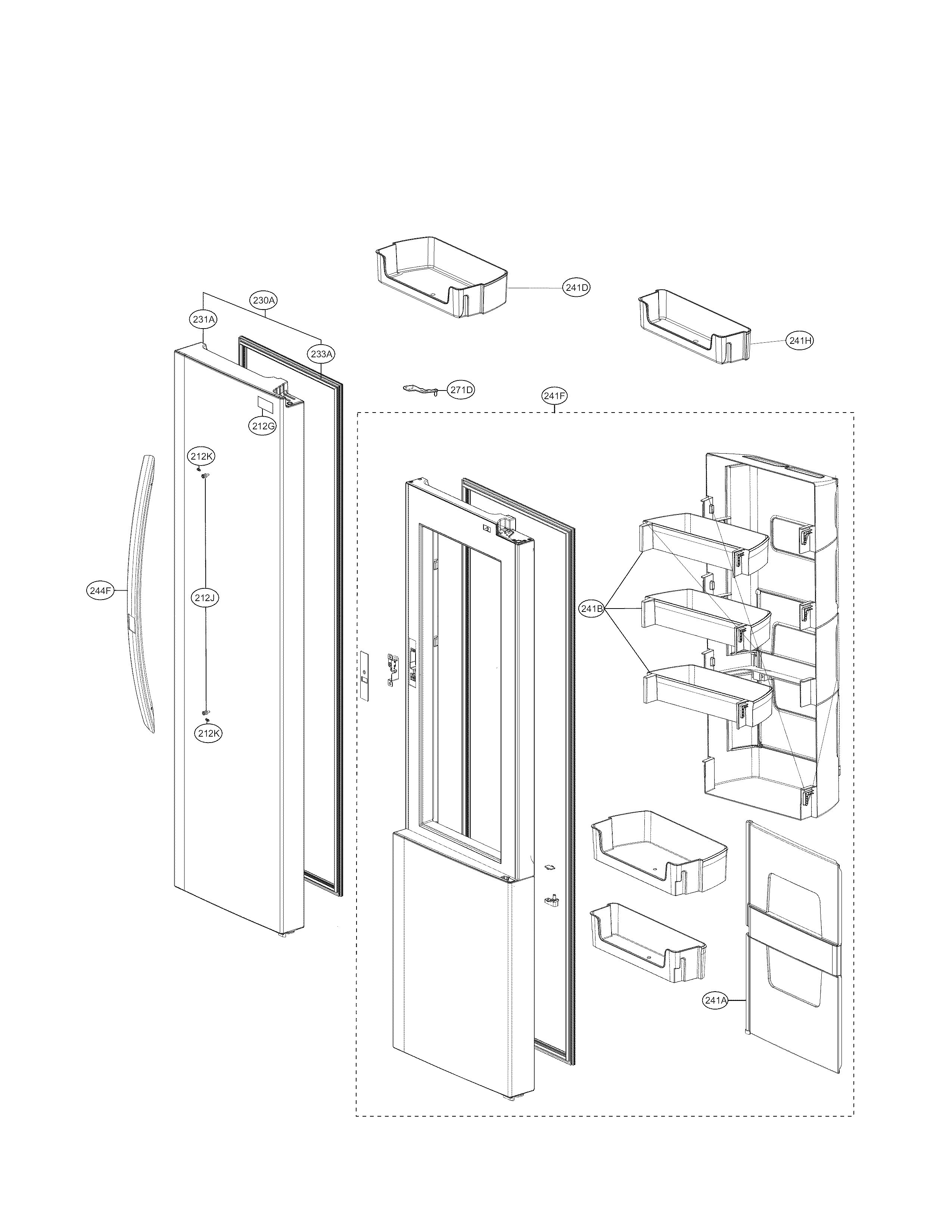 LG LSXS26466S/00 refrigerator door parts diagram