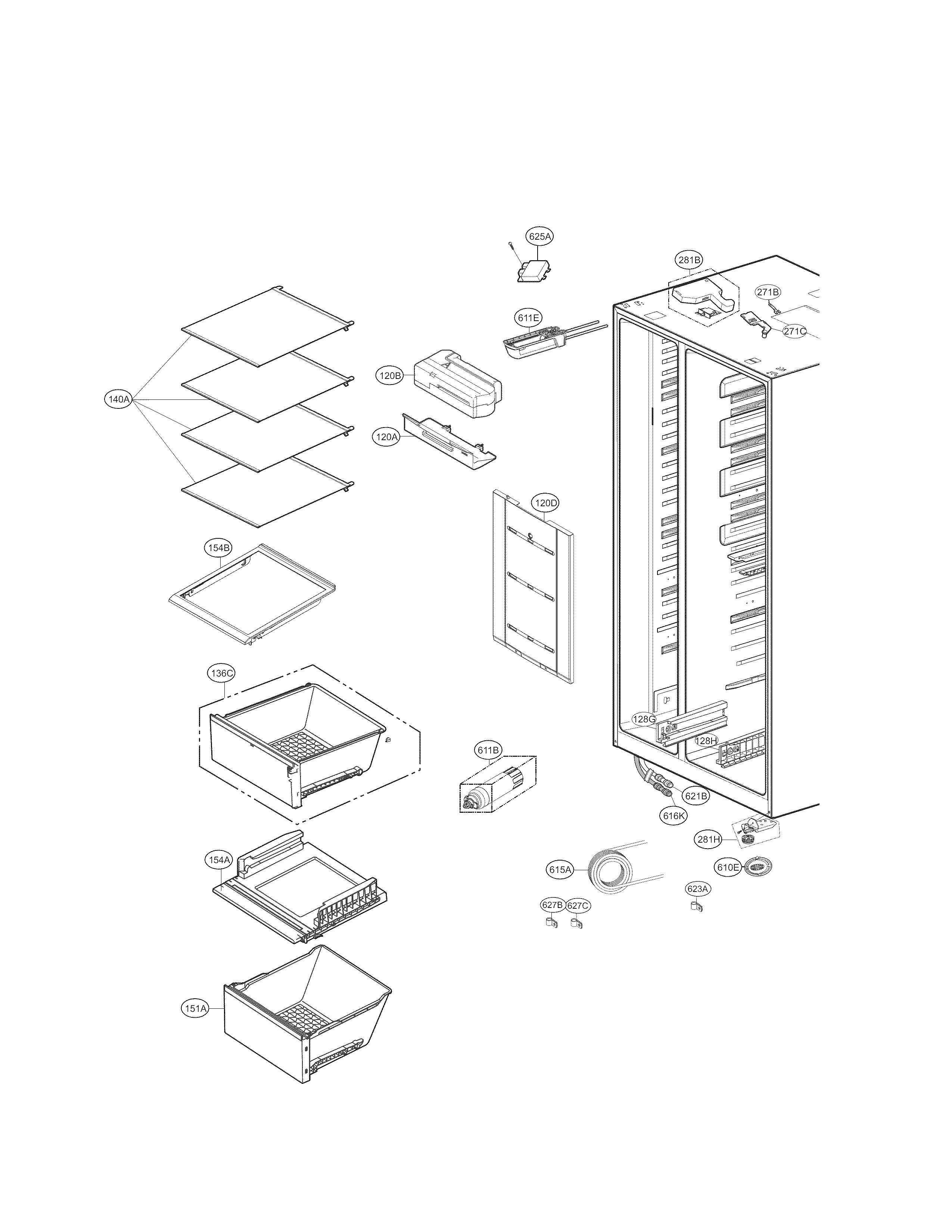 LG LSXS26466S/00 refrigerator compartment parts diagram