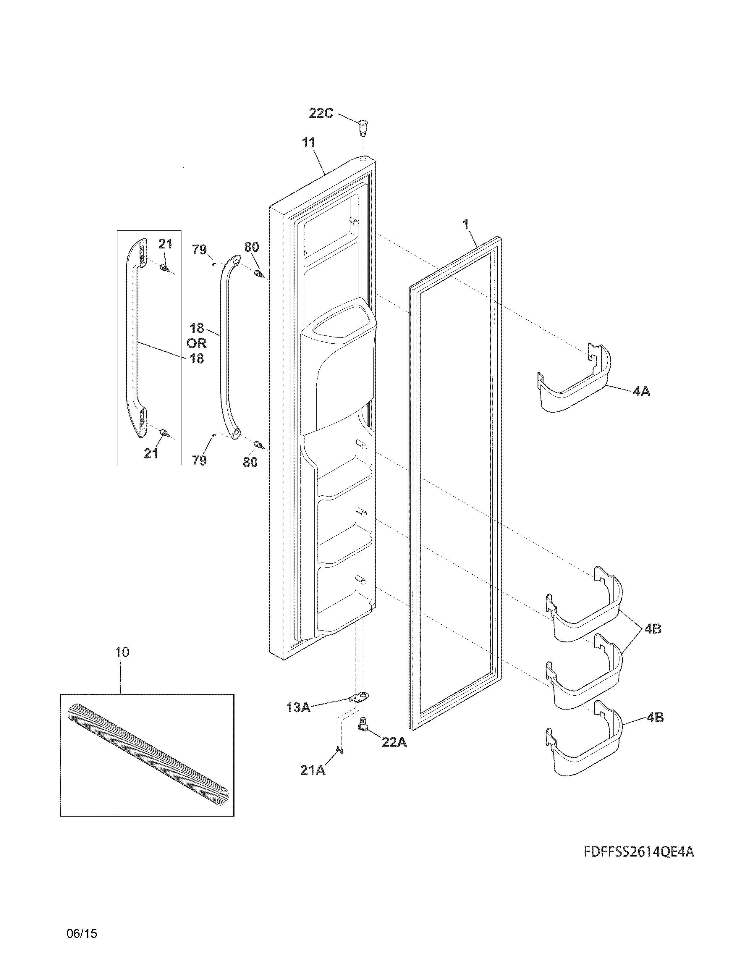 Frigidaire FFSS2614QS5A freezer door diagram