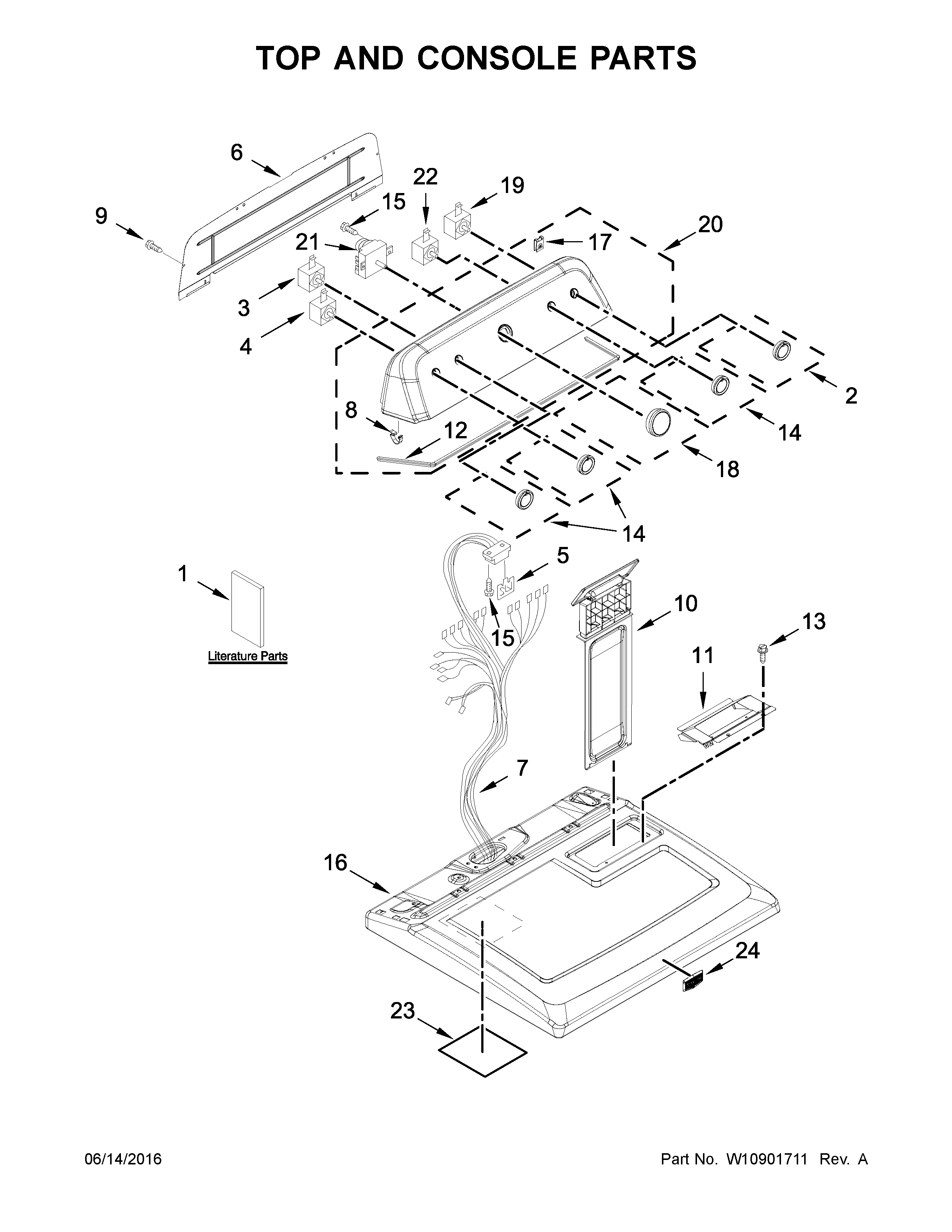 Maytag 7MMGDX655EW1 top and console parts diagram
