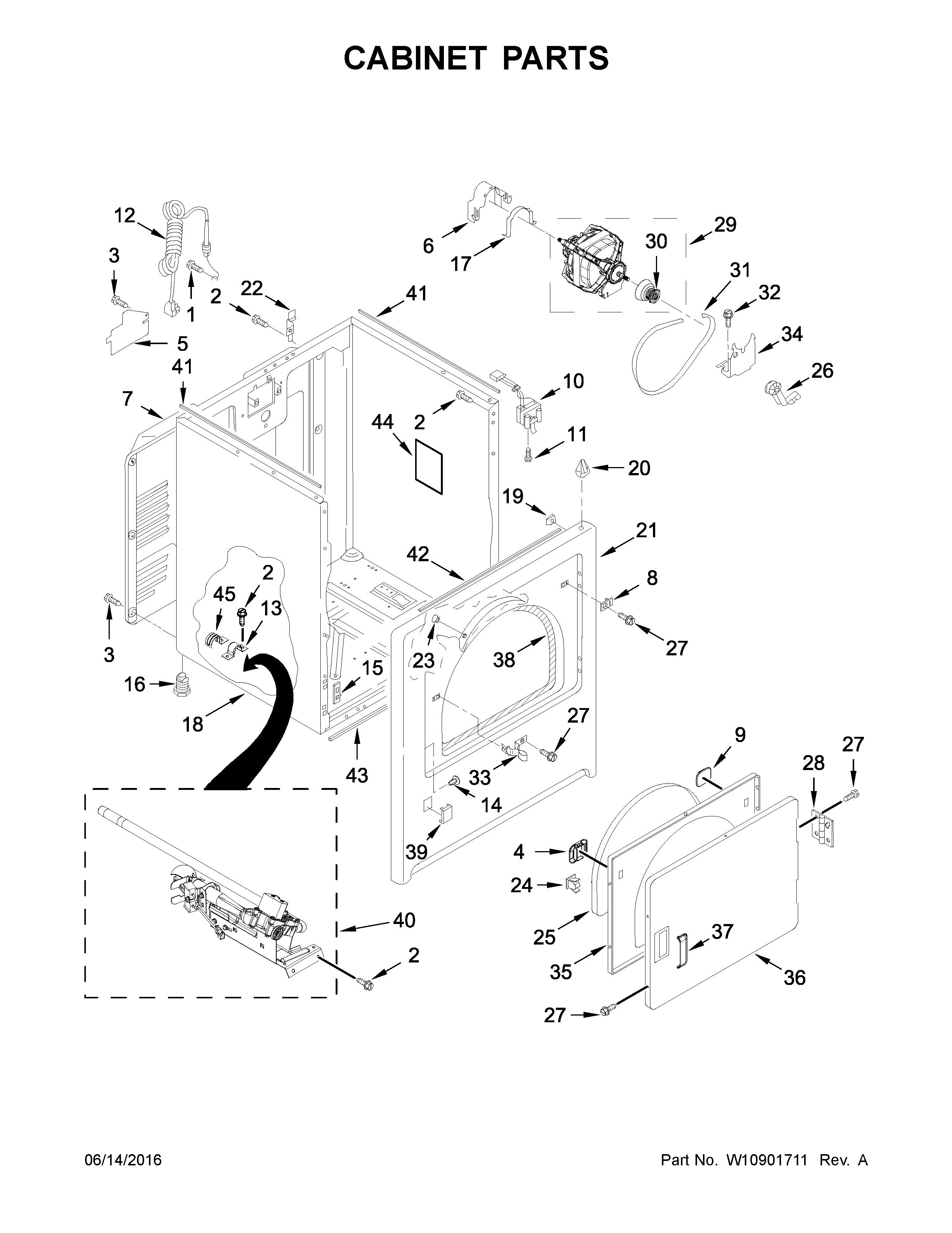 Maytag 7MMGDX655EW1 cabinet parts diagram