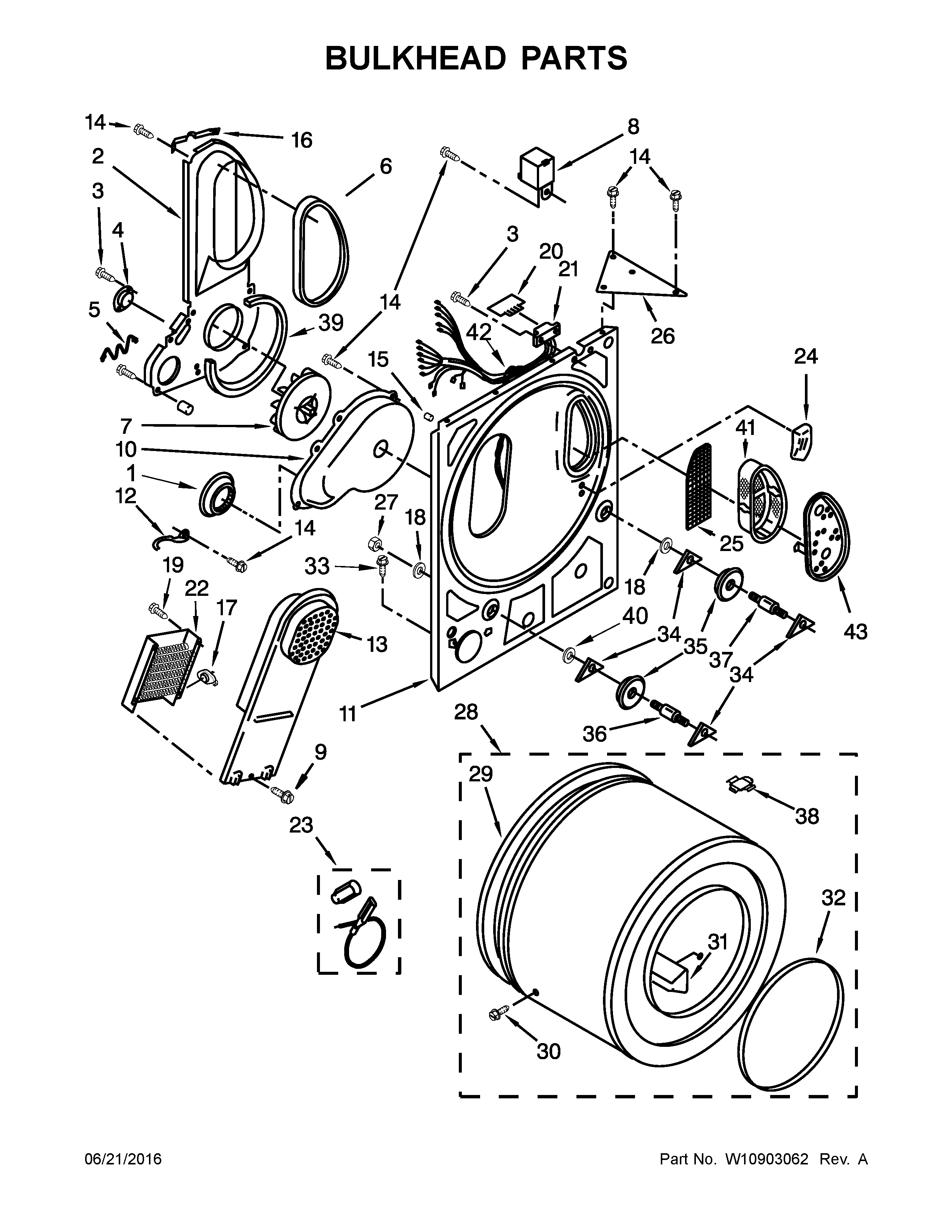 Amana NEC3120FW0 bulkhead parts diagram