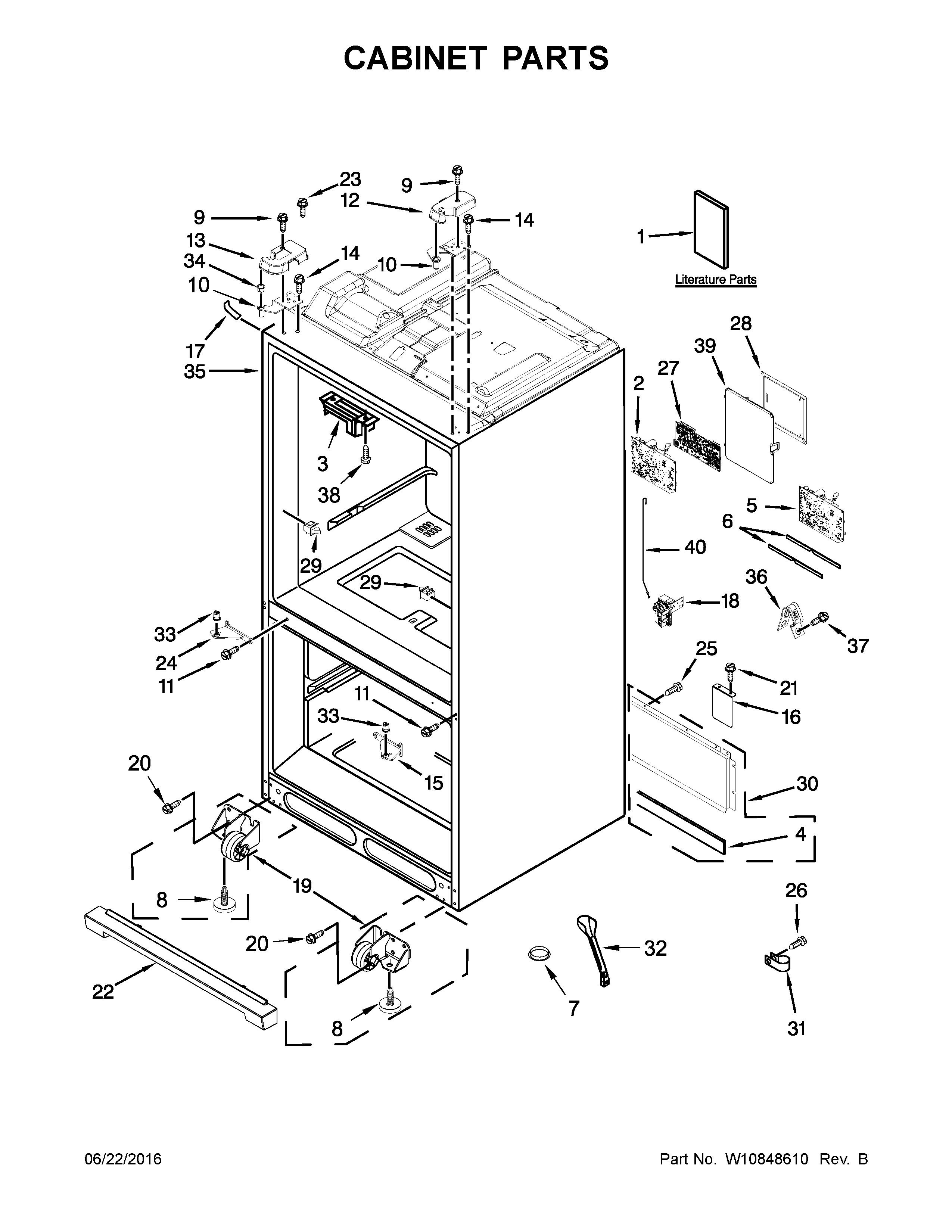 Whirlpool WRF757SDEE01 cabinet parts diagram