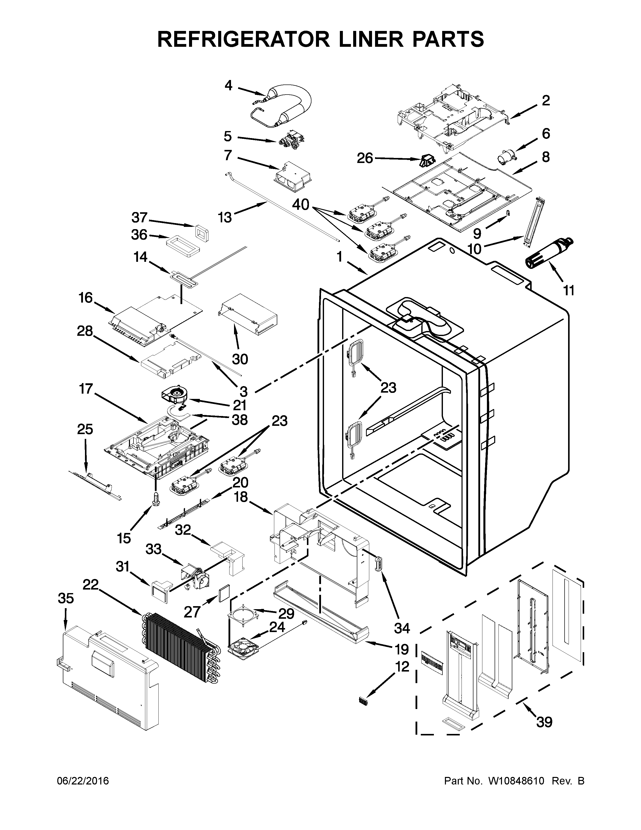 Whirlpool WRF757SDEE01 refrigerator liner parts diagram