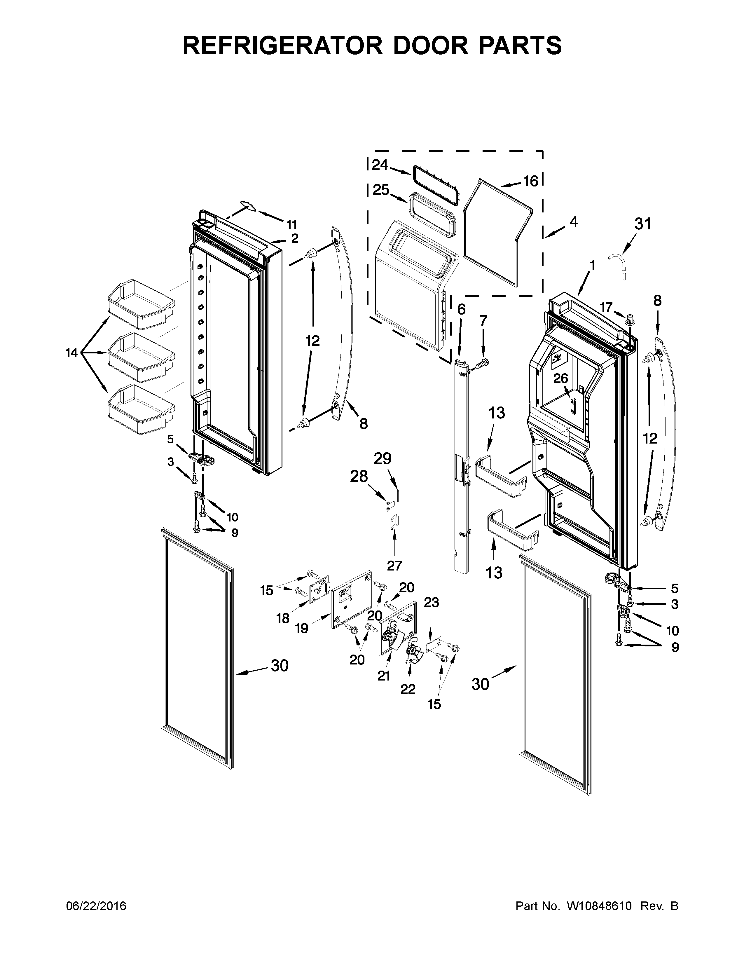 Whirlpool WRF757SDEE01 refrigerator door parts diagram