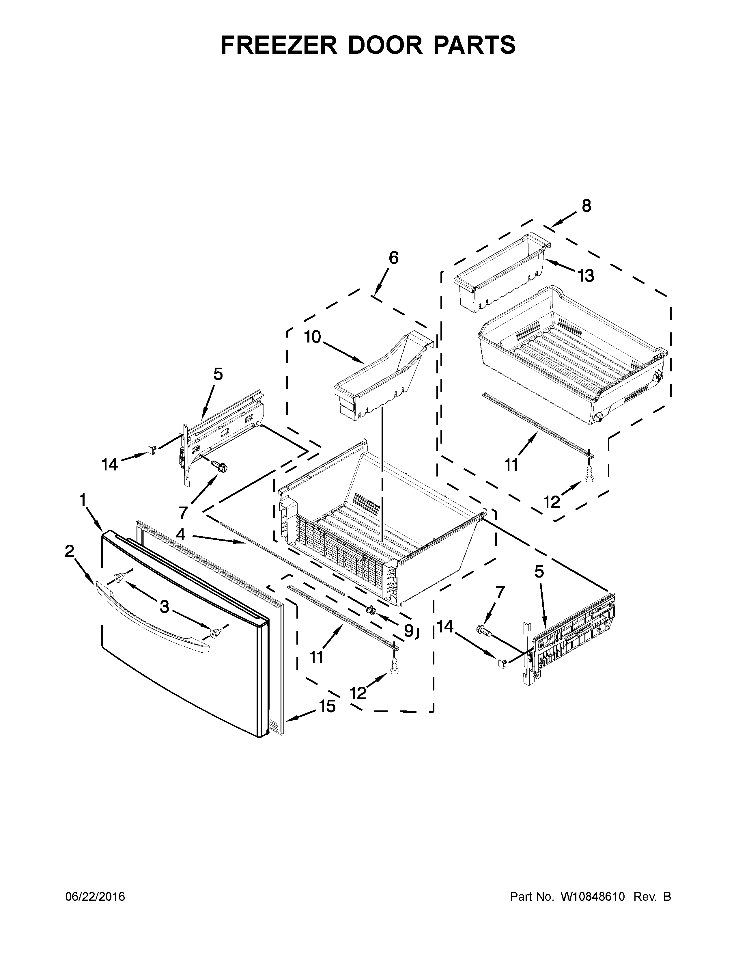 Whirlpool WRF757SDEE01 freezer door parts diagram