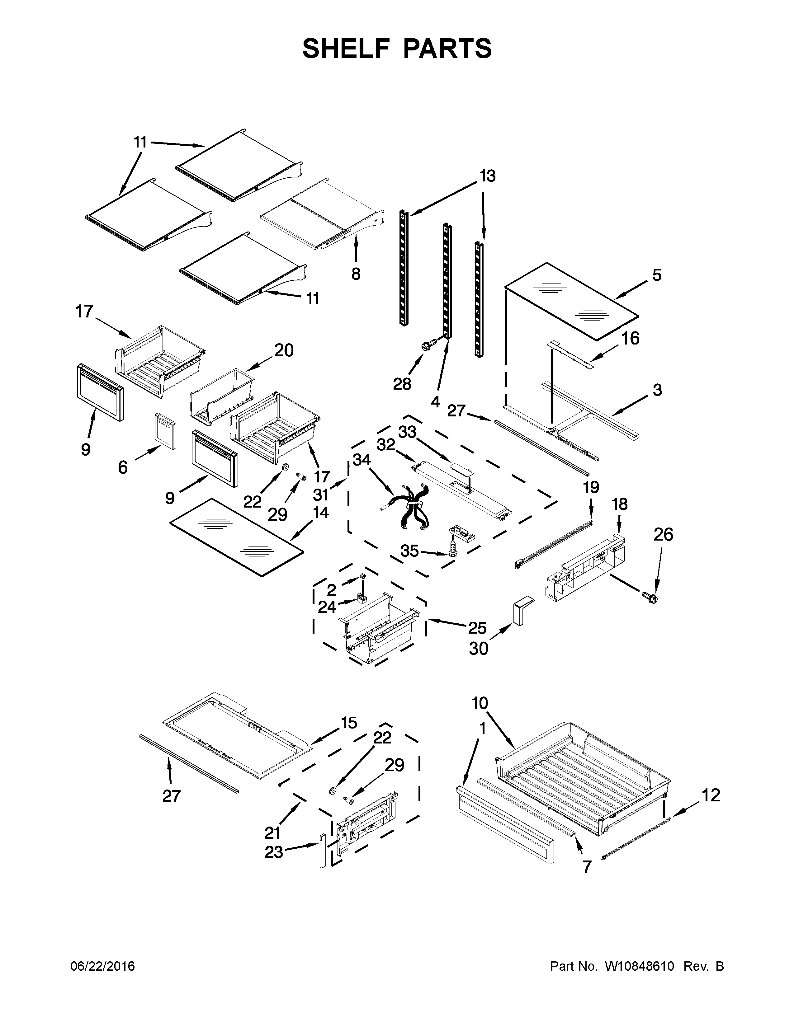 Whirlpool WRF757SDEE01 shelf parts diagram