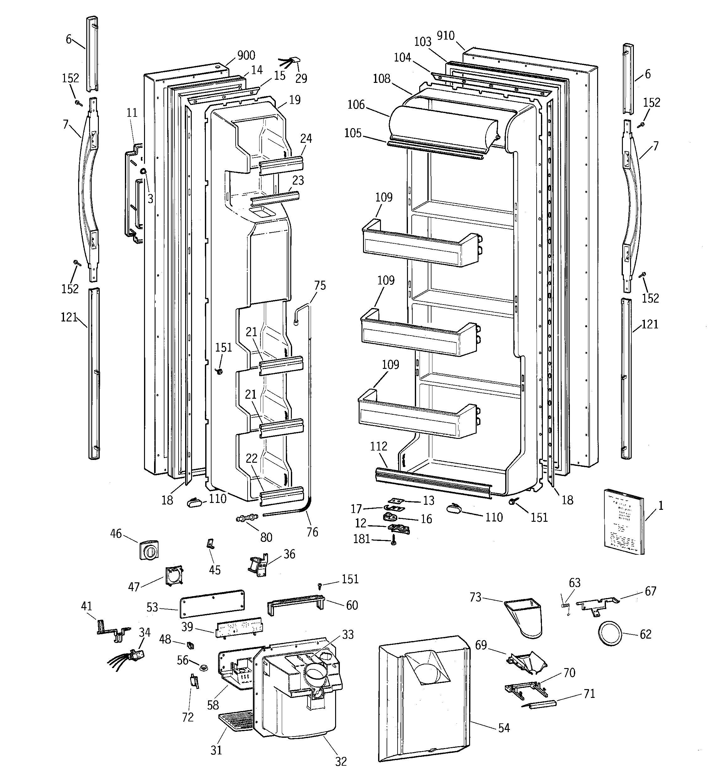 GE MSK22GRBAAA doors diagram