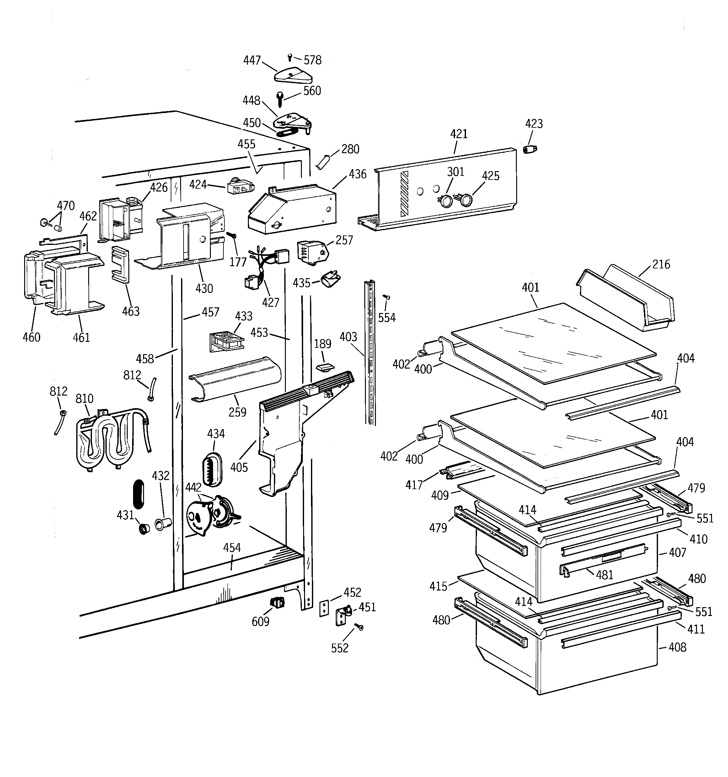 GE MSK22GRBAAA fresh food section diagram