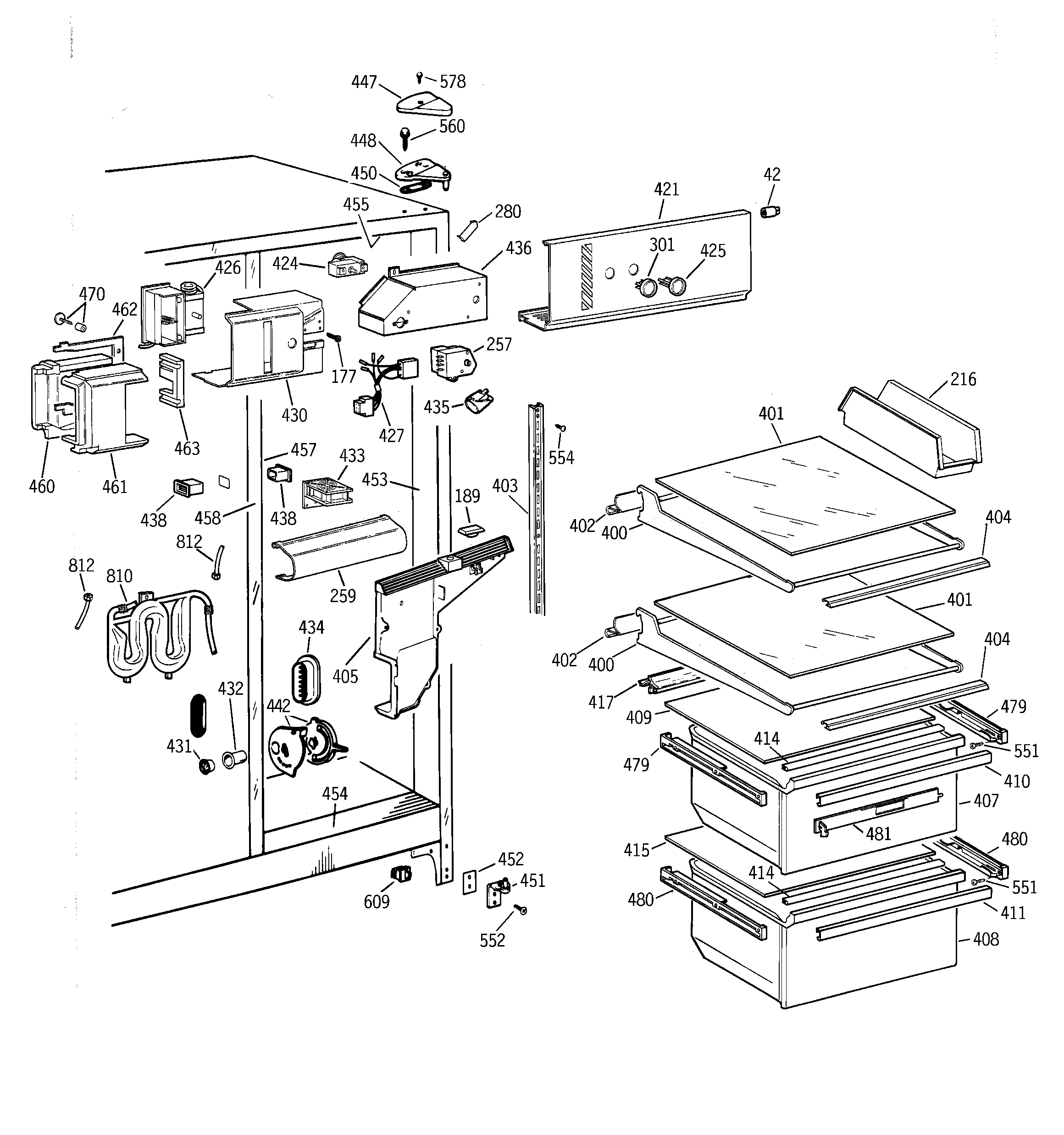 GE MSK25GRBAAA fresh food section diagram