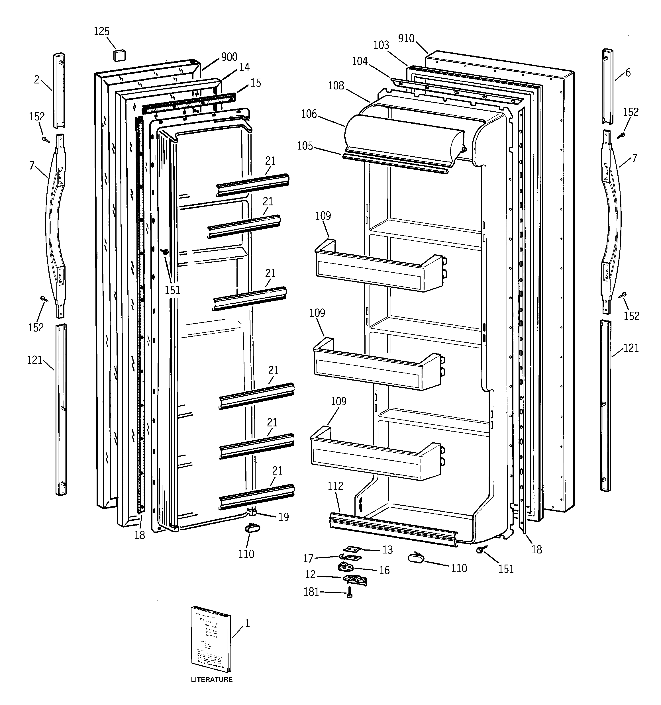 GE MST20GABAWW doors diagram