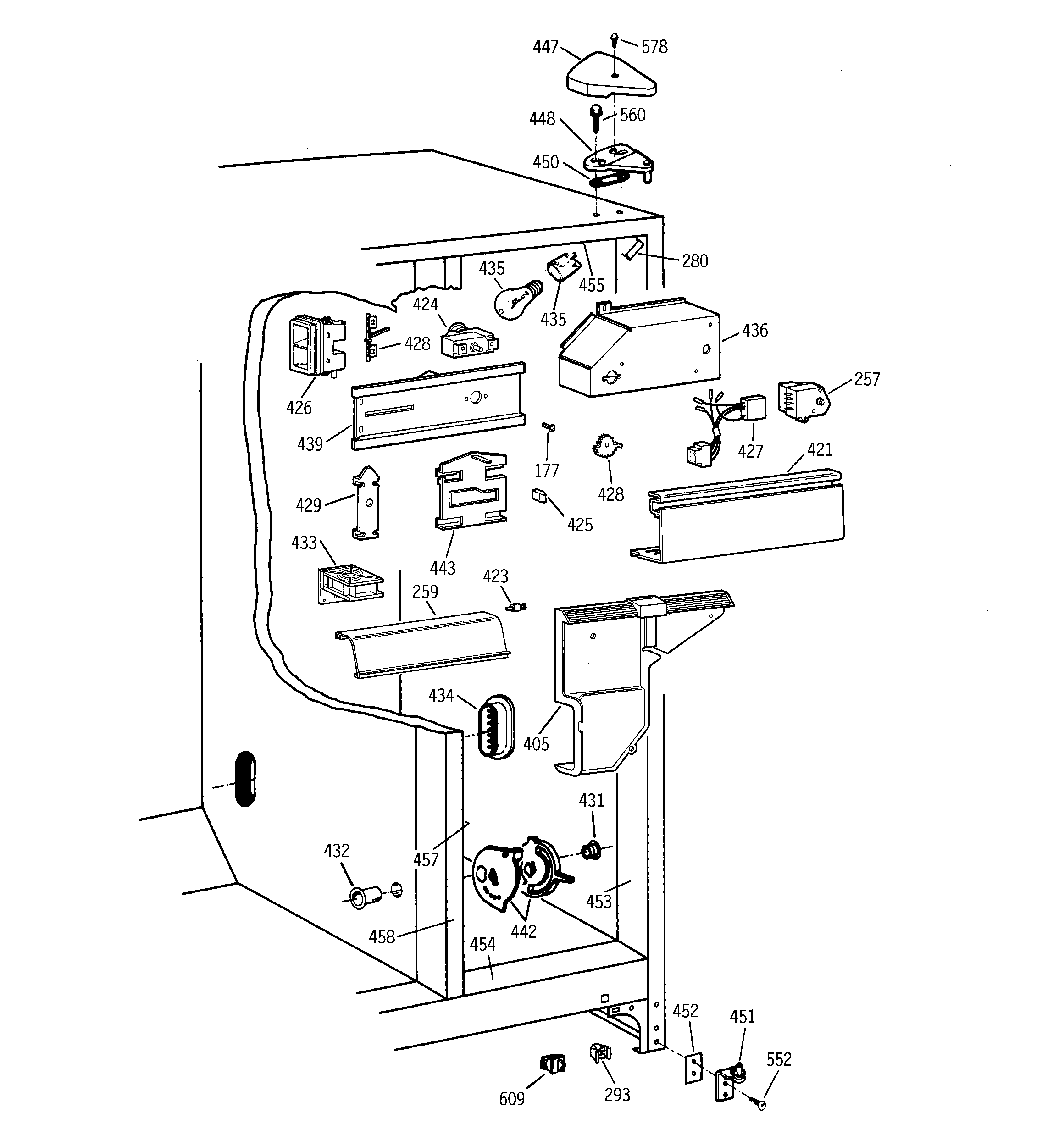 GE MST20GABAWW fresh food section diagram