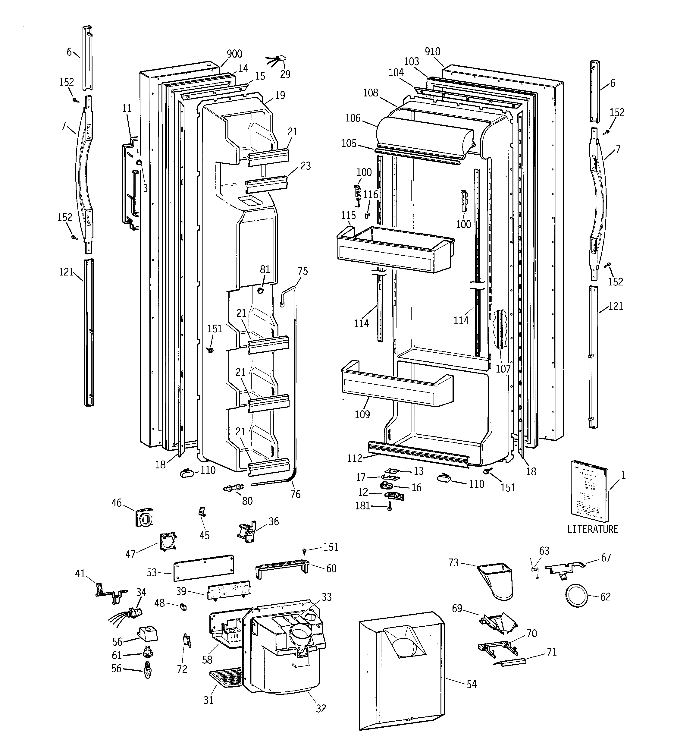 GE MST25GRBAWW doors diagram