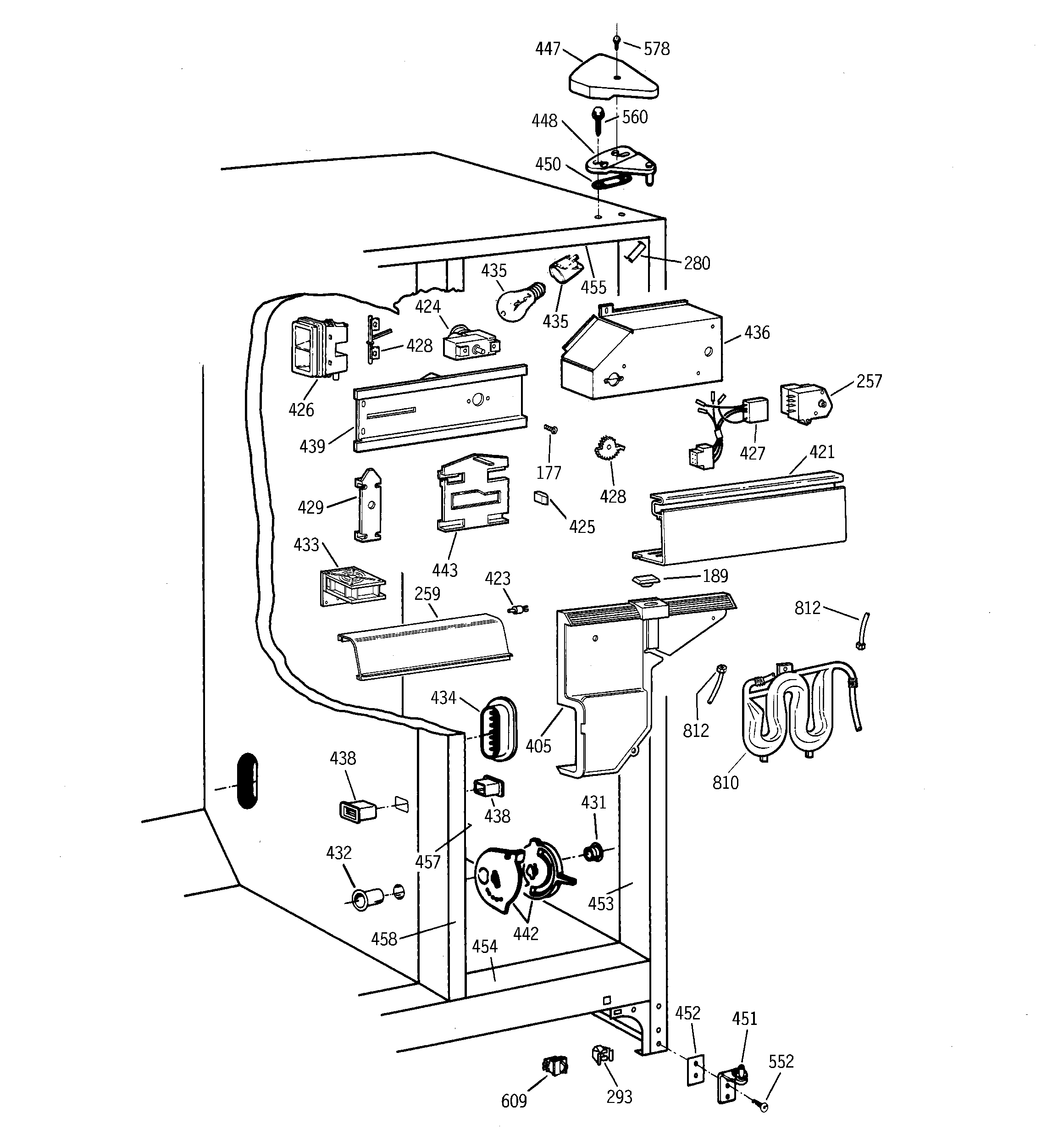 GE MST25GRBAWW fresh food section diagram