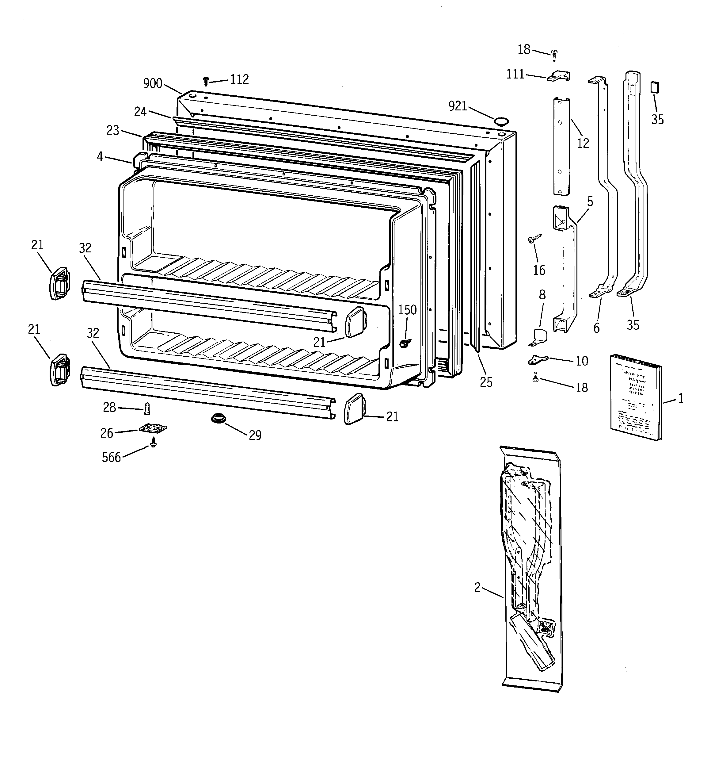 GE MTX18BABKRAA freezer door diagram