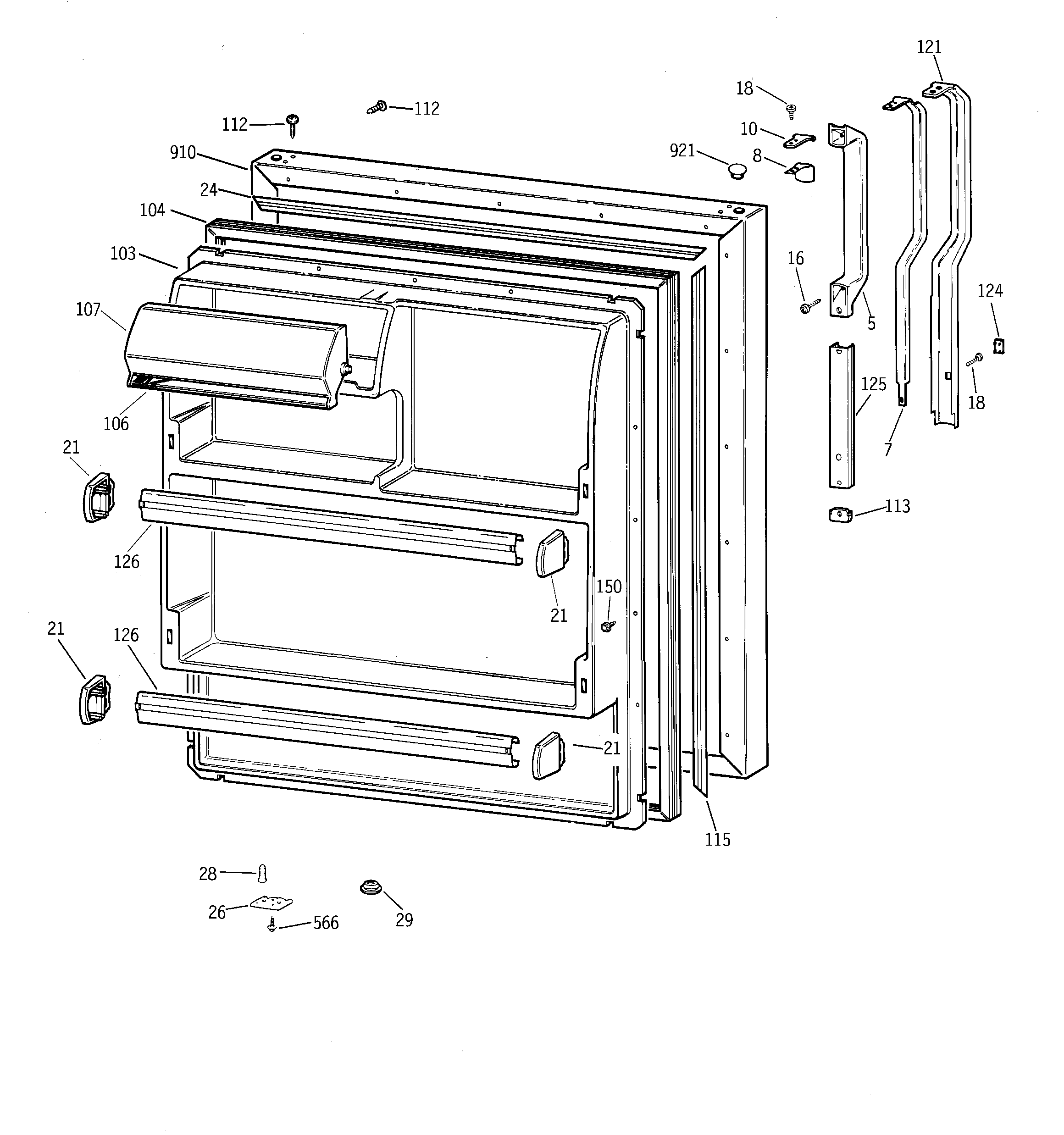 GE MTX18BABKRAA fresh food door diagram