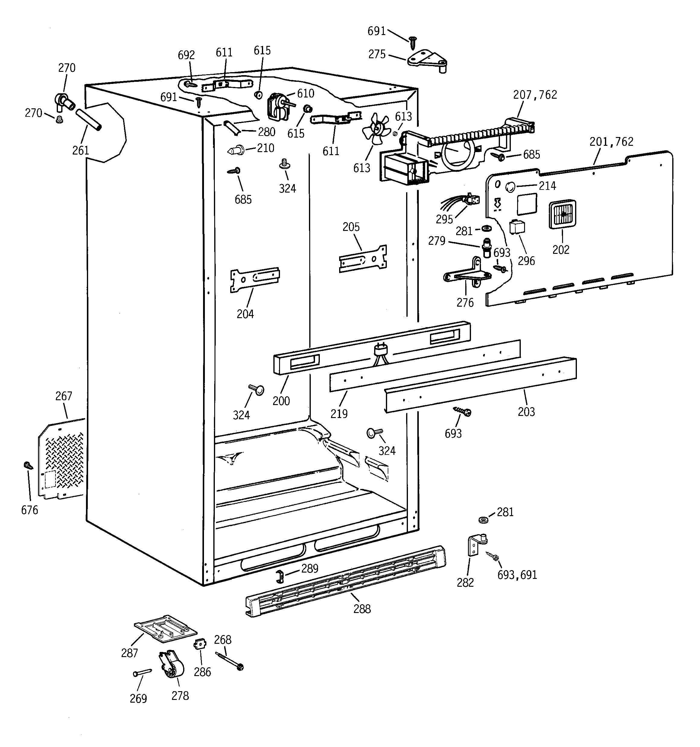 GE MTX18BABKRAA cabinet diagram